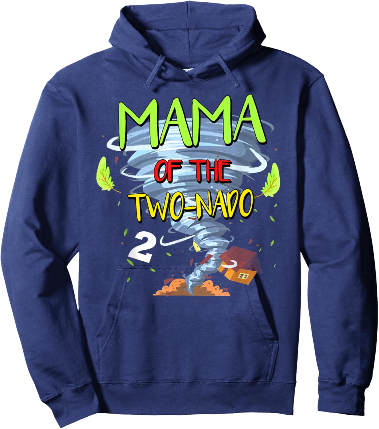 Mama of the Two-nado Tornado Theme 2nd Birthday Party Hoodie - Hoodie | Navy