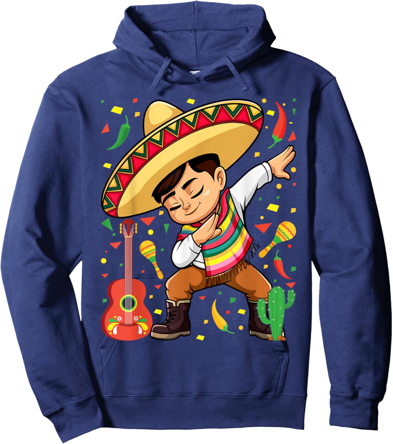 Mexican Boy Dabbing Poncho Cinco de Mayo Hoodie - Hoodie | Navy