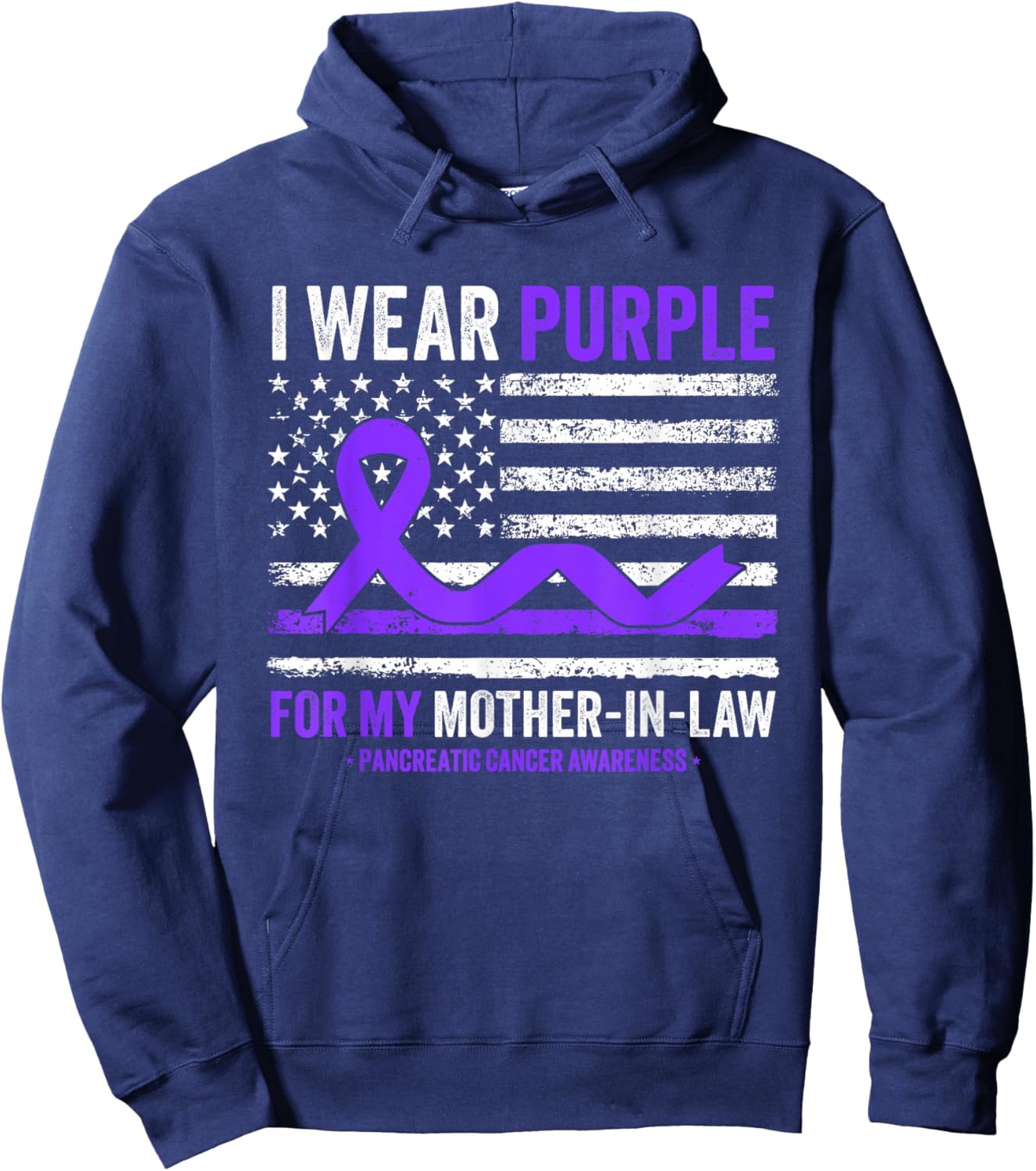 I Wear Purple For My Mother-In-Law Pancreatic Cancer Hoodie - Hoodie | Navy