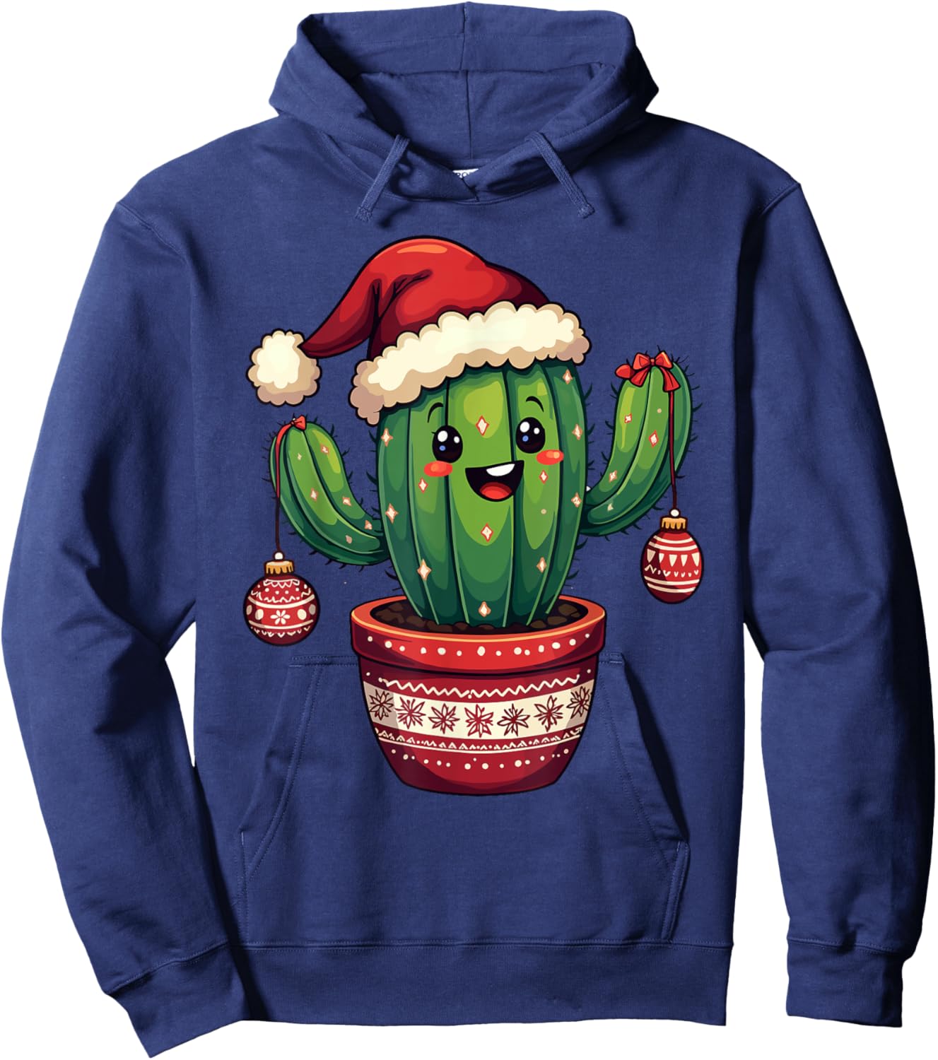 Cactus Santa Hat Funny Christmas Xmas Men Women Kids Hoodie - Hoodie | Navy