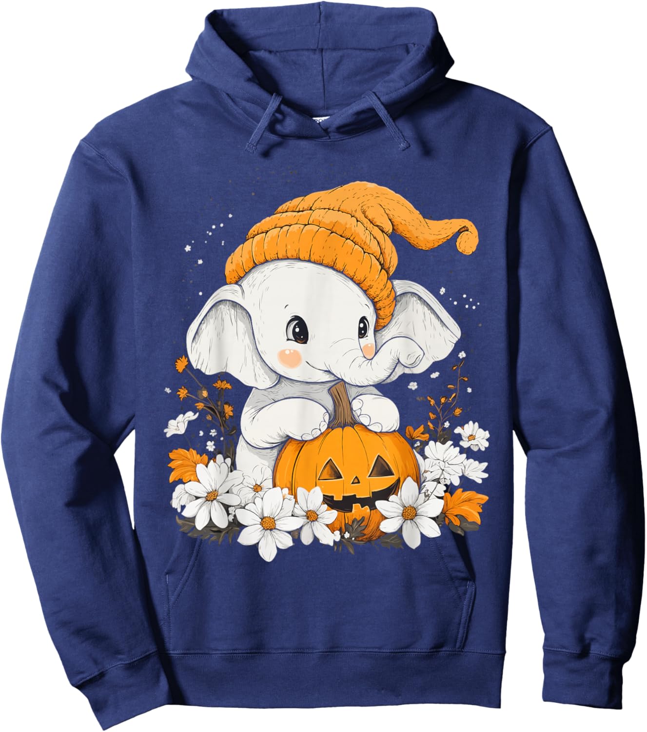 Halloween Pumpkin Flower Girls Boys Kids Elephant Halloween Hoodie - Hoodie | Navy
