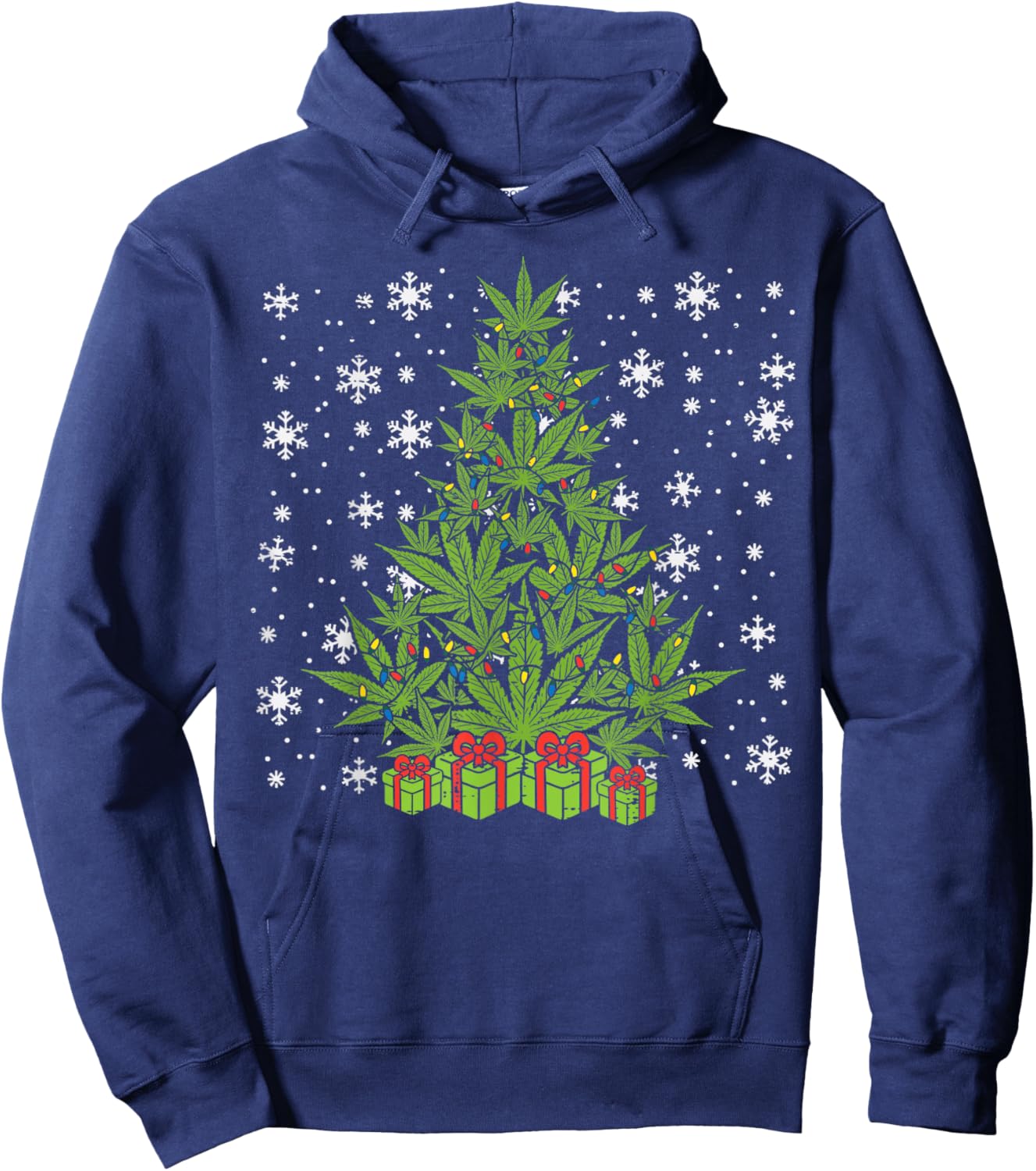 Weed Christmas Tree Funny Xmas Cannabis 420 Pot Men Women Hoodie - Hoodie | Navy