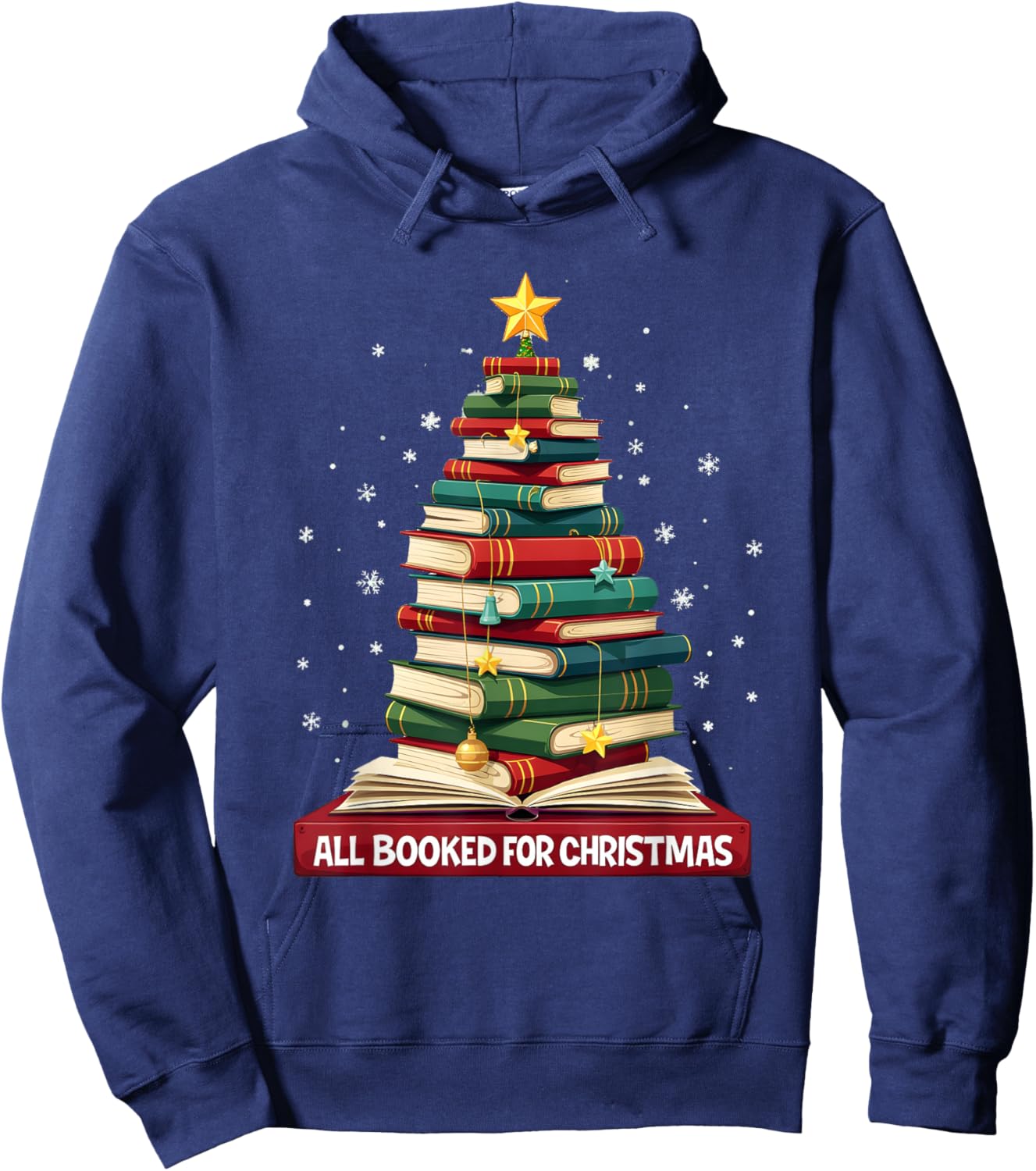 All Booked For Christmas Reading Book Lover Holiday Reader Hoodie - Hoodie | Navy