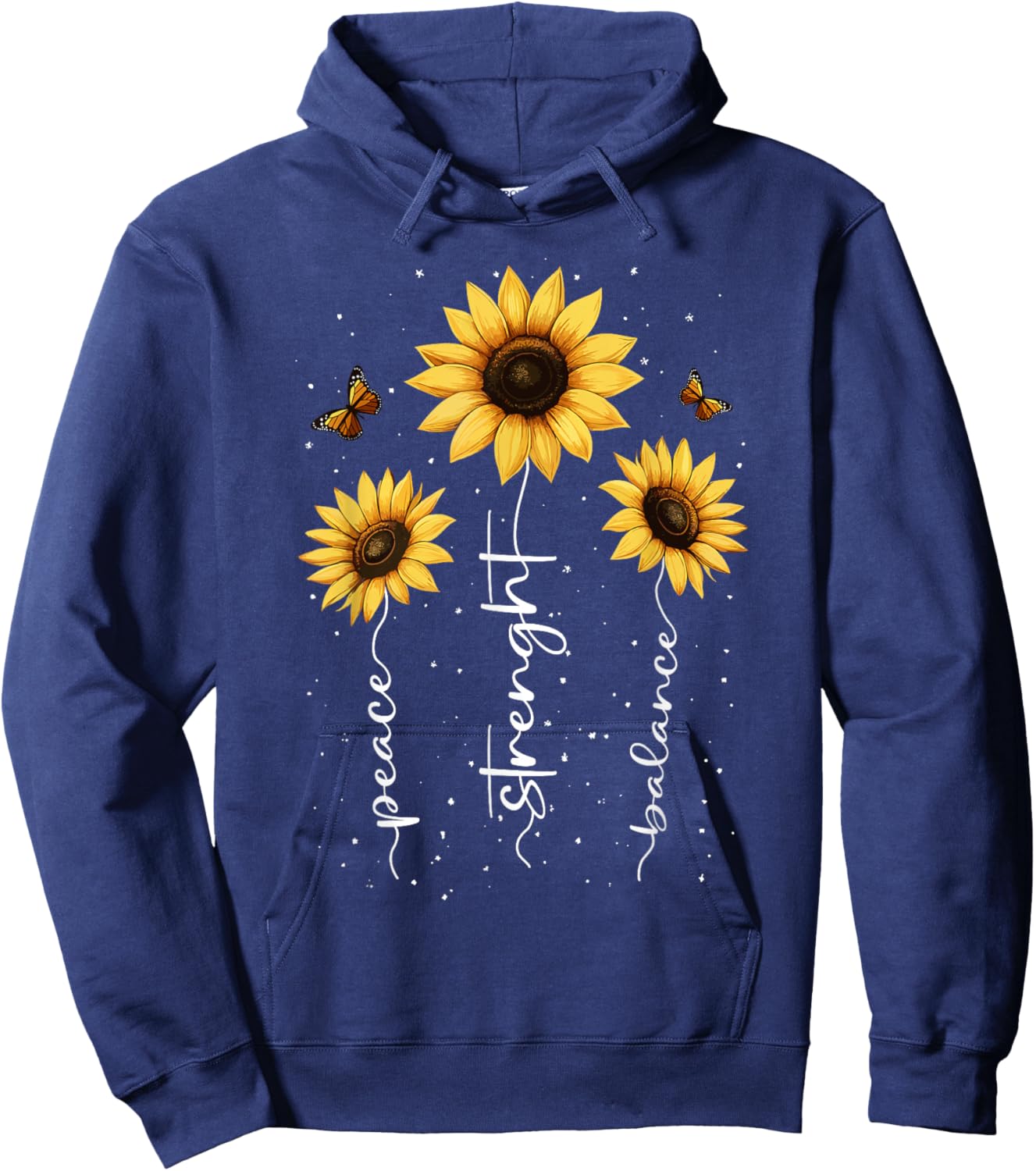 Sunflowers Floral with Motivation Saying Cute Wildflowers Hoodie - Hoodie | Navy