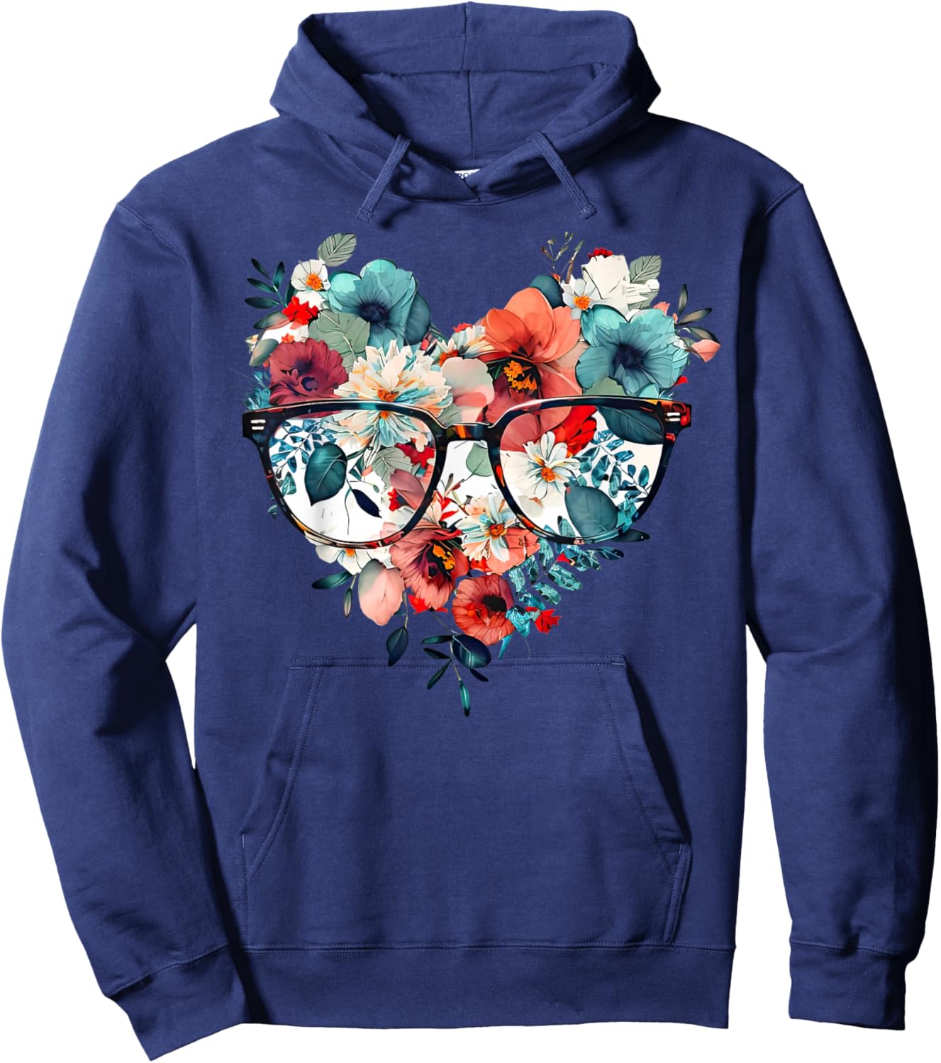 Floral Eyeglasses Optometry Optometrist Optician Doctor Eye Hoodie - Hoodie | Navy