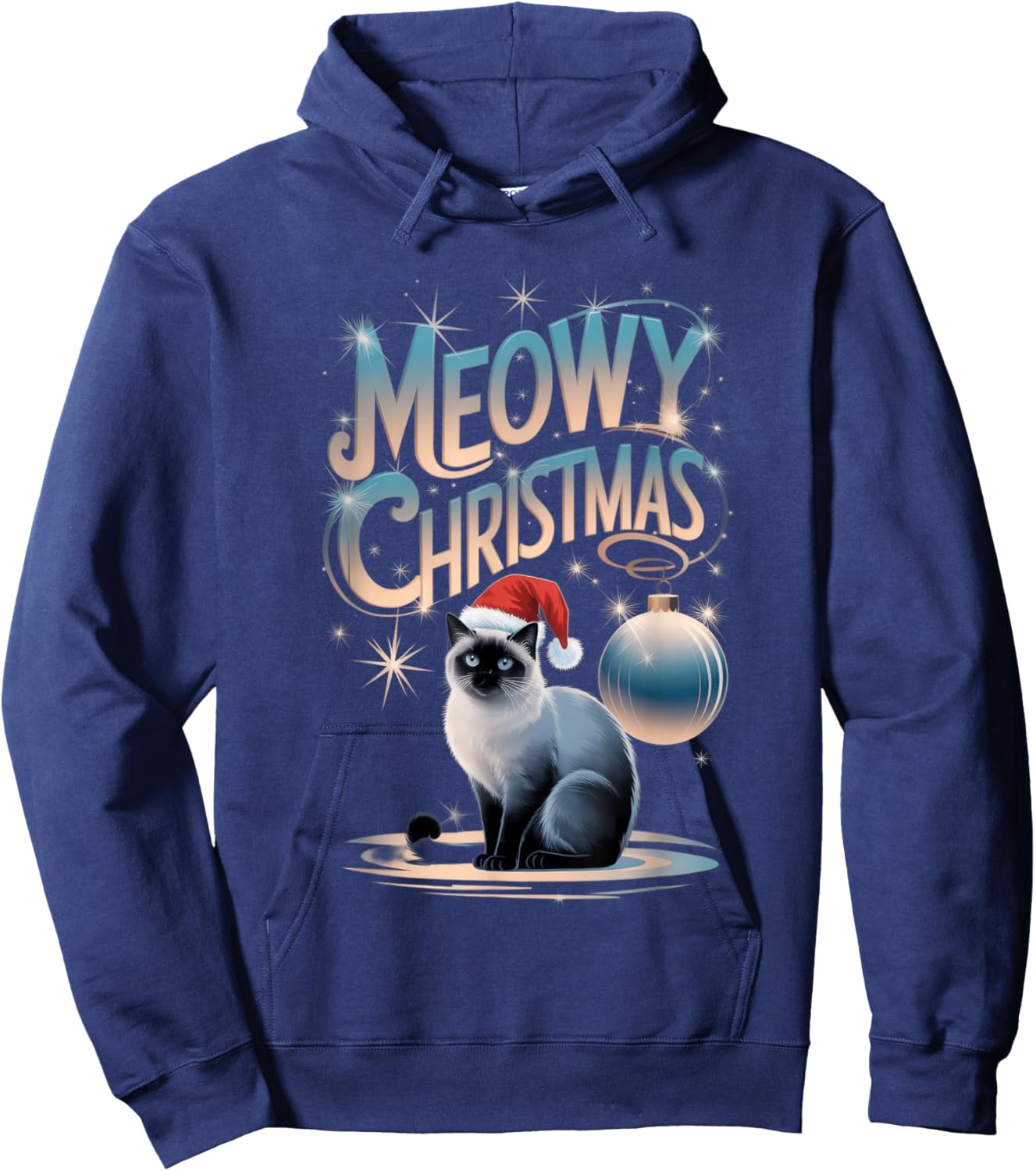 Meowy Christmas Cat Mama - Siamese Cat Lover Women Kids Hoodie - Hoodie | Navy