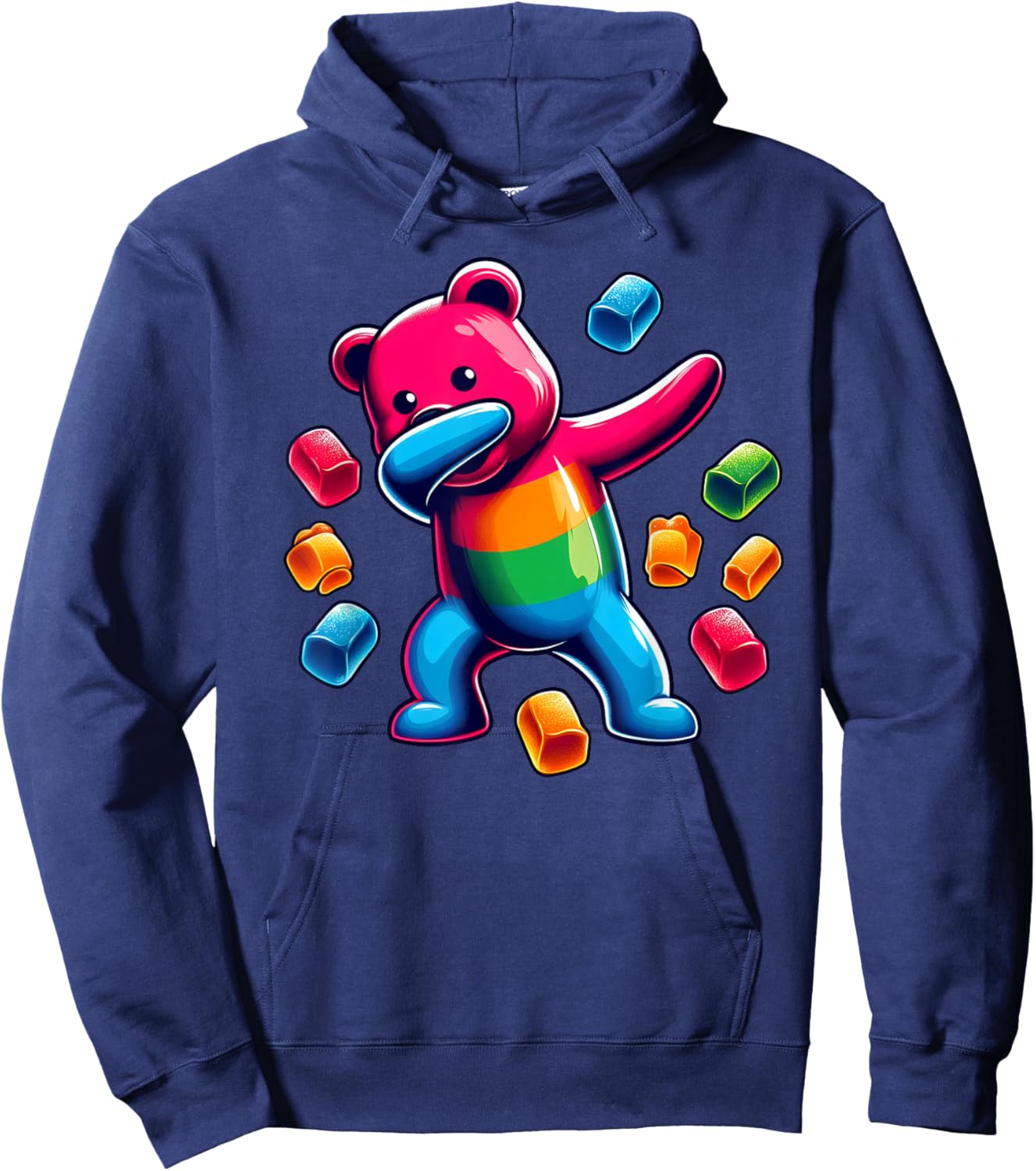 Colorful Dabbing Gummy Bear Candy Lovers Kids Boys Bear Dab Hoodie - Hoodie | Navy