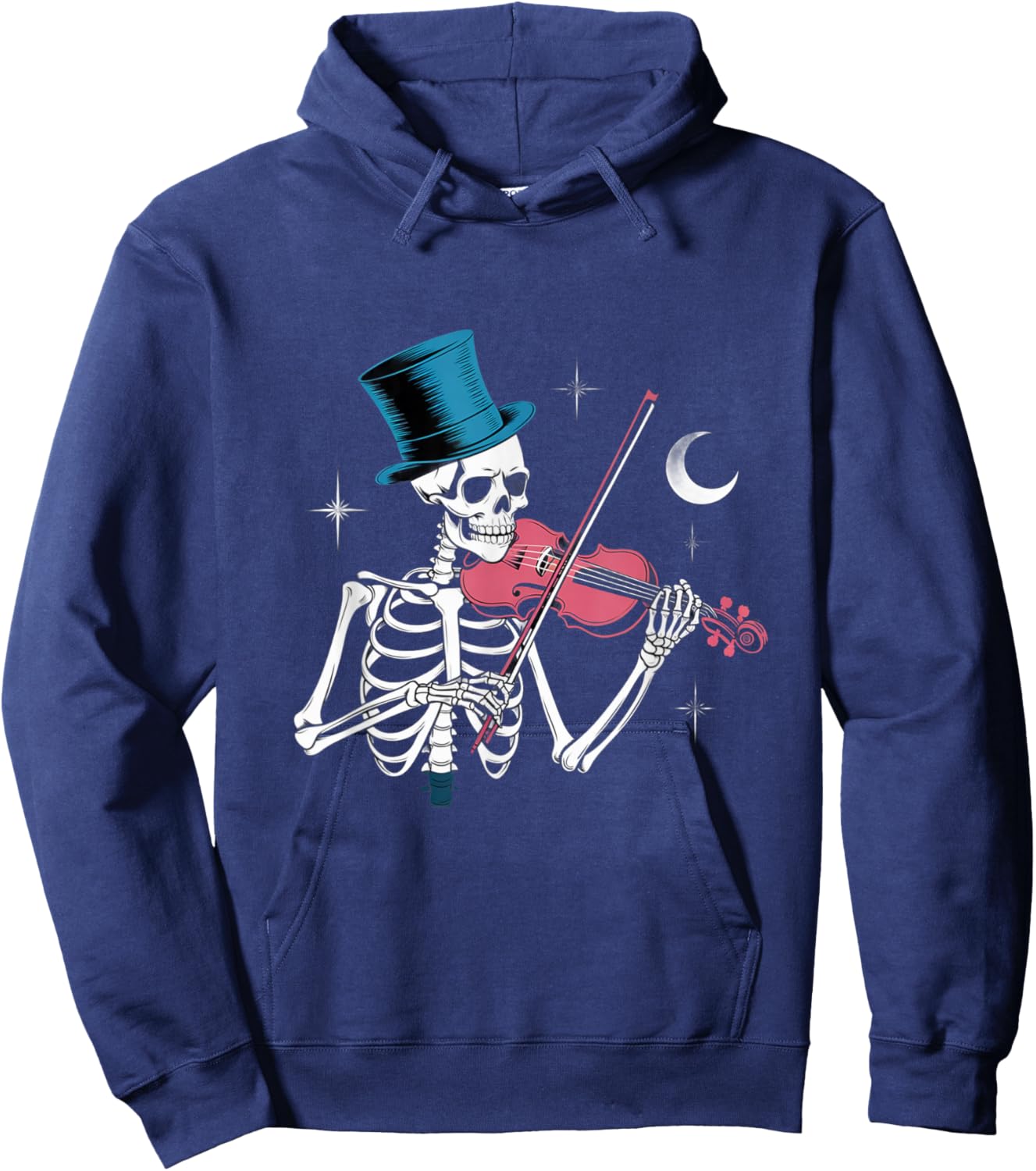 Funny Skeleton Playing Violin Cool Music Funny Skeleton Meme Hoodie - Hoodie | Navy