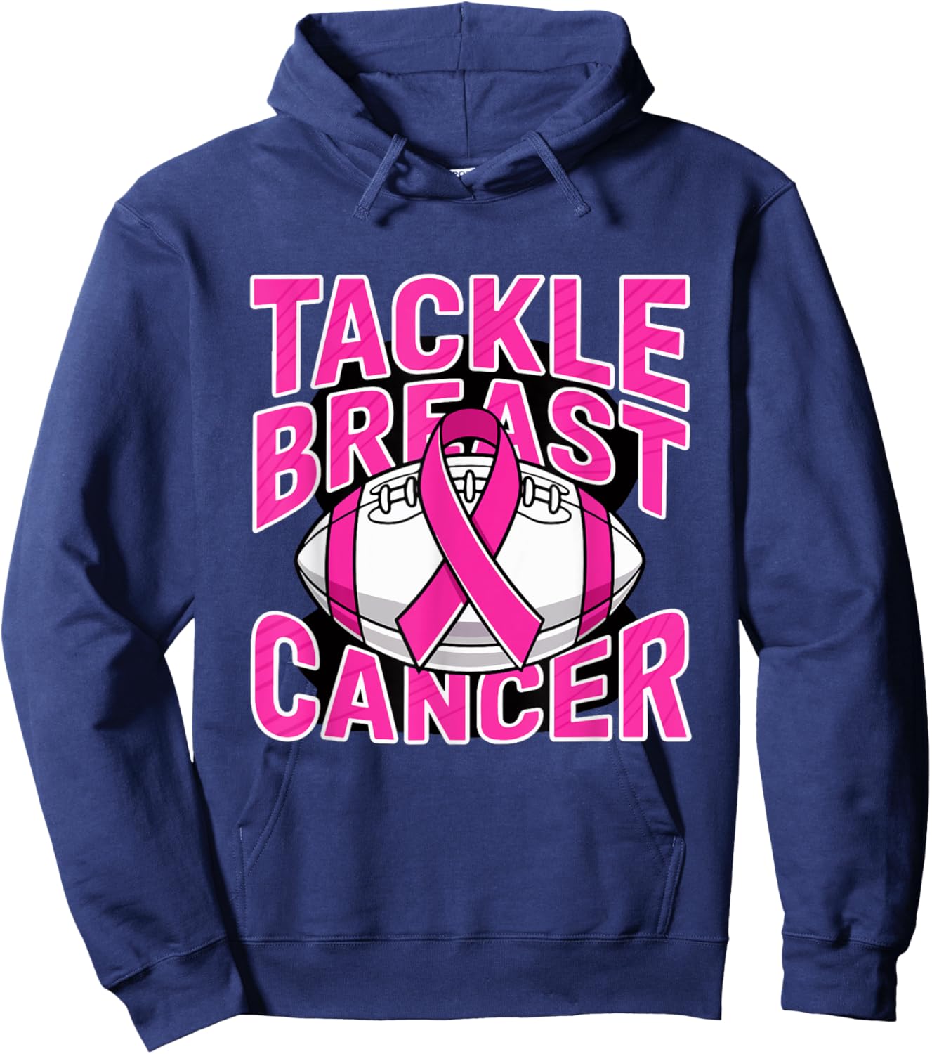 Tackle Breast Cancer Pink Ribbon American Fantasy Football Hoodie - Hoodie | Navy