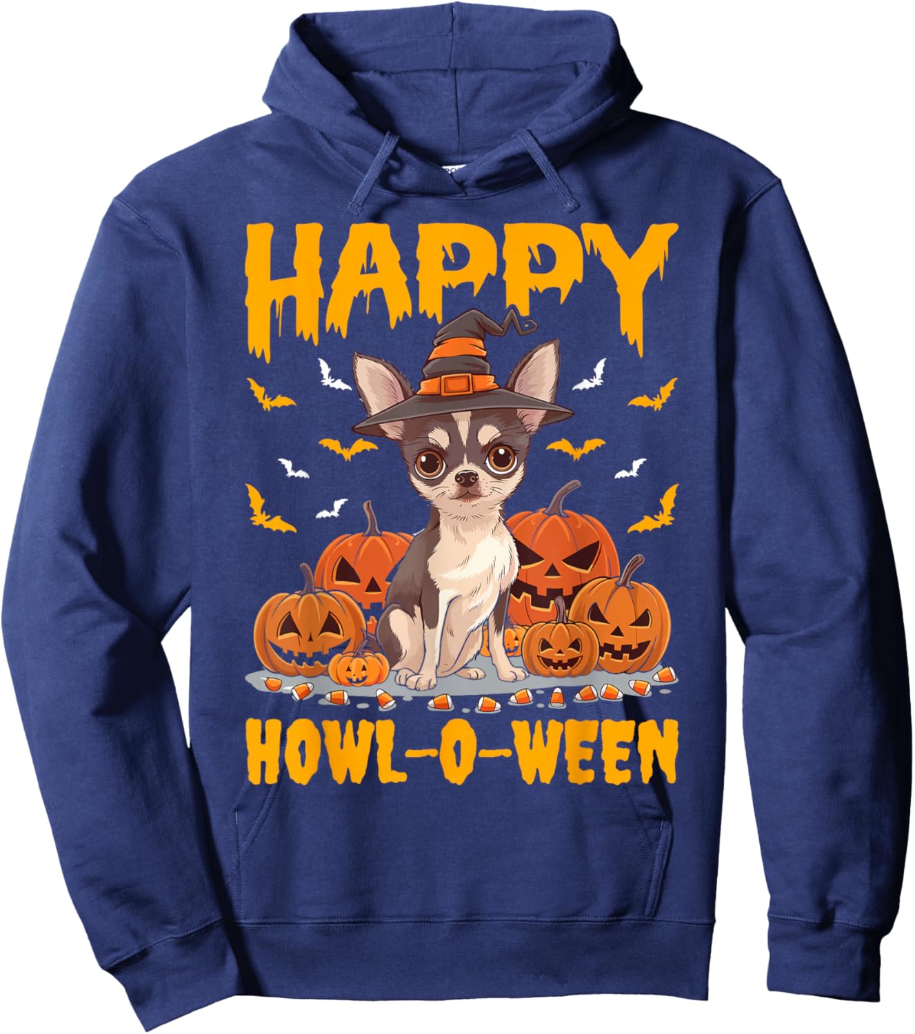 Chihuahua Halloween Cute Dog Howl -O- Ween Funny Pet Hoodie - Hoodie | Navy