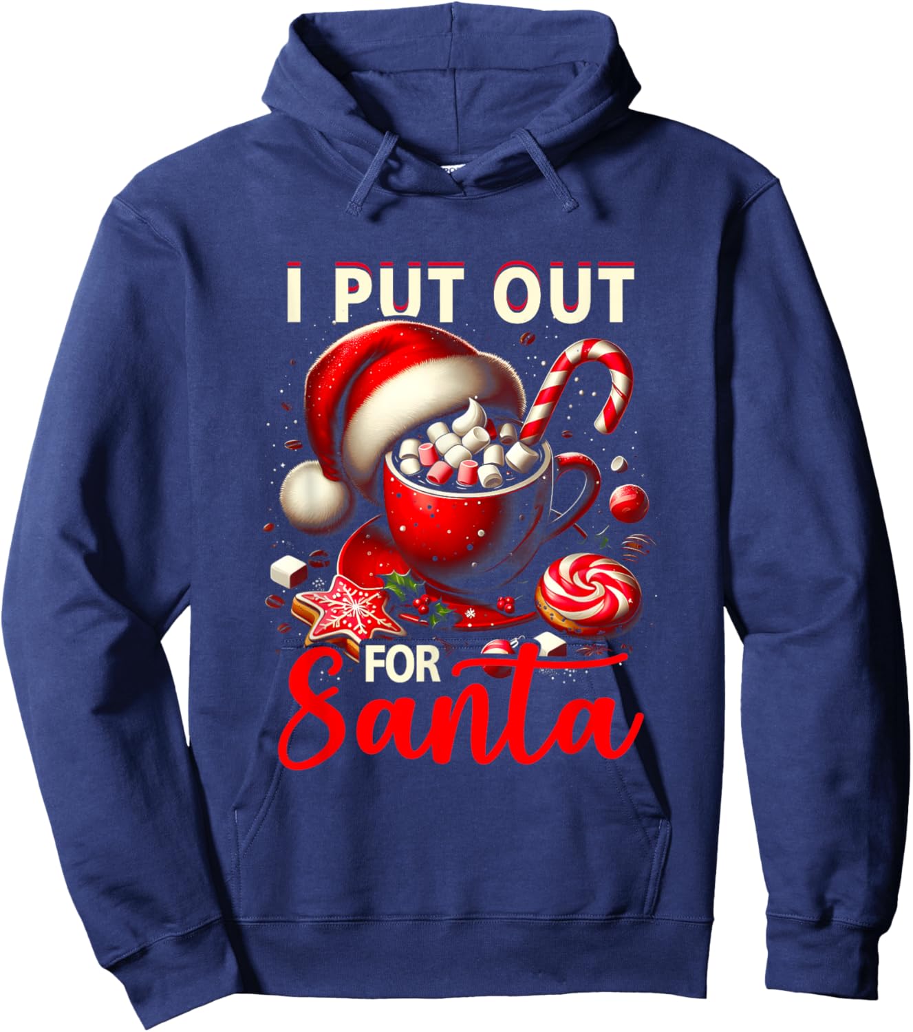 Naughty I Put Out For Santa Christmas Xmas Cream Coffee Hoodie - Hoodie | Navy