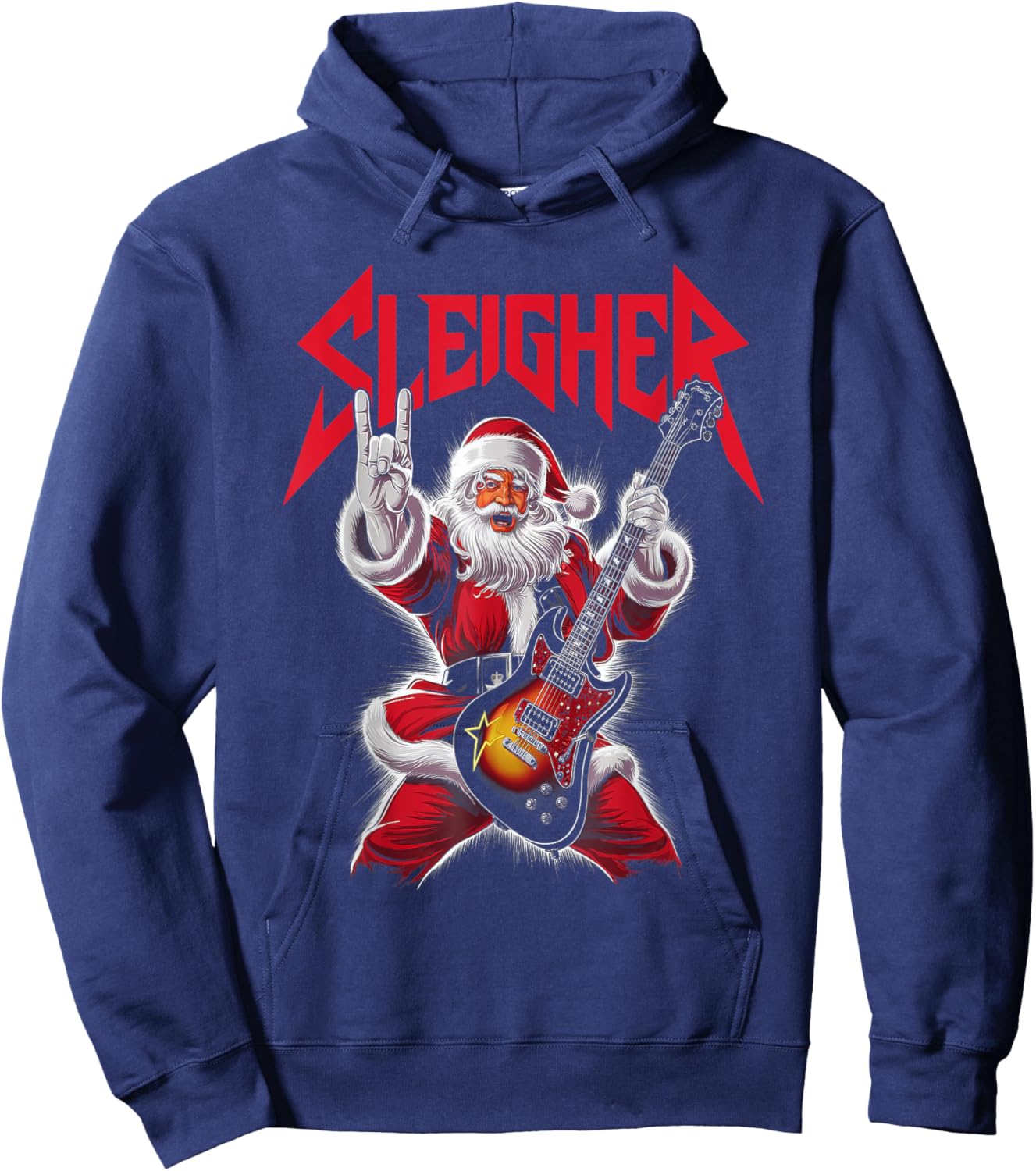 Christmas Sleigher Santa Rock Xmas Rocker Men Women Kids Boy Hoodie - Hoodie | Navy
