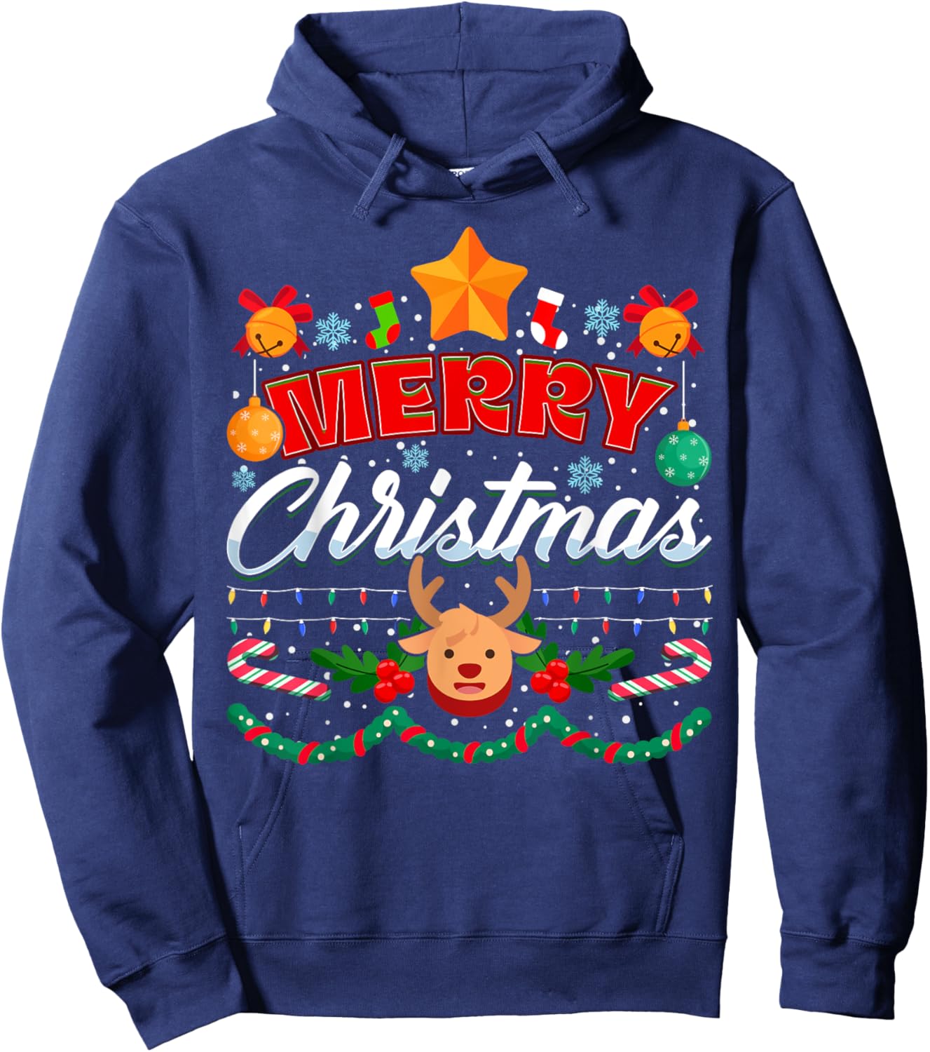 Merry Christmas Reindeer Family Merry Christmas Xmas Hoodie - Hoodie | Navy