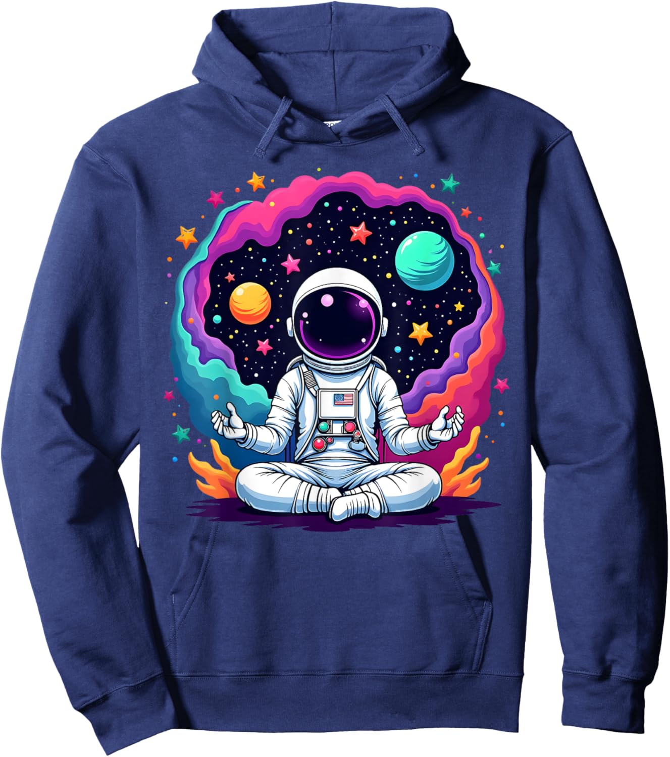 Funny Astronaut Yoga Meditation Planets Science Space Hoodie - Hoodie | Navy