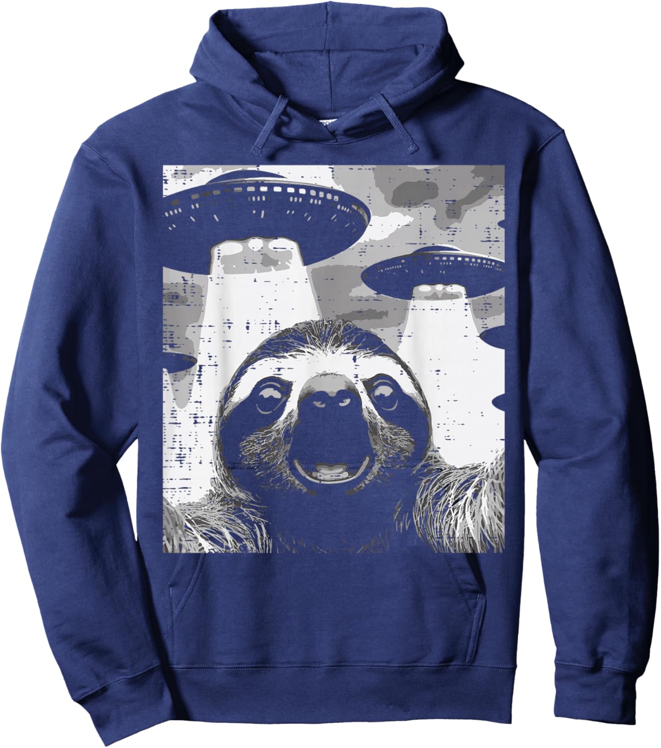 Sloth Selfie UFO Alien Funny Meme Men Women Boys Girls Kids Hoodie - Hoodie | Navy