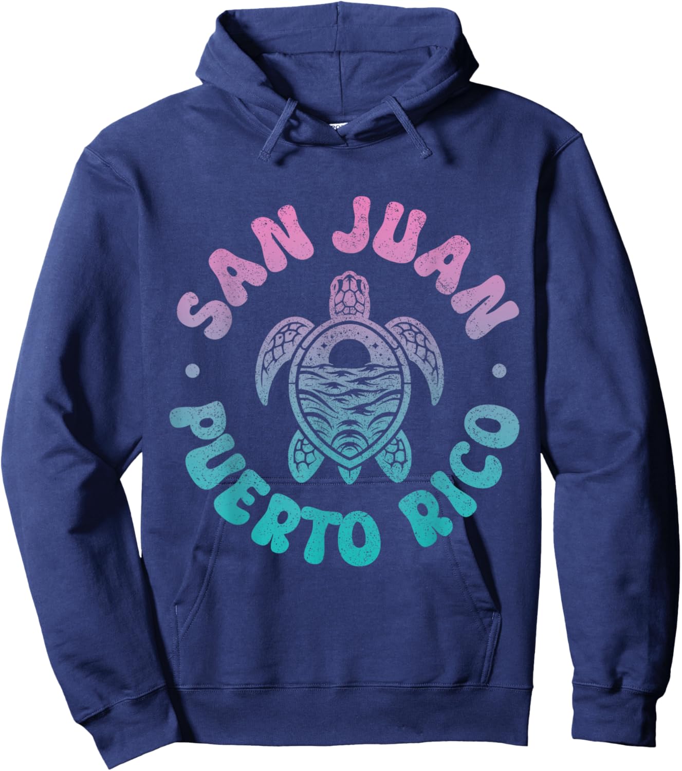San Juan Puerto Rico Sea Turtle Boricua Souvenir Retro Hoodie - Hoodie | Navy