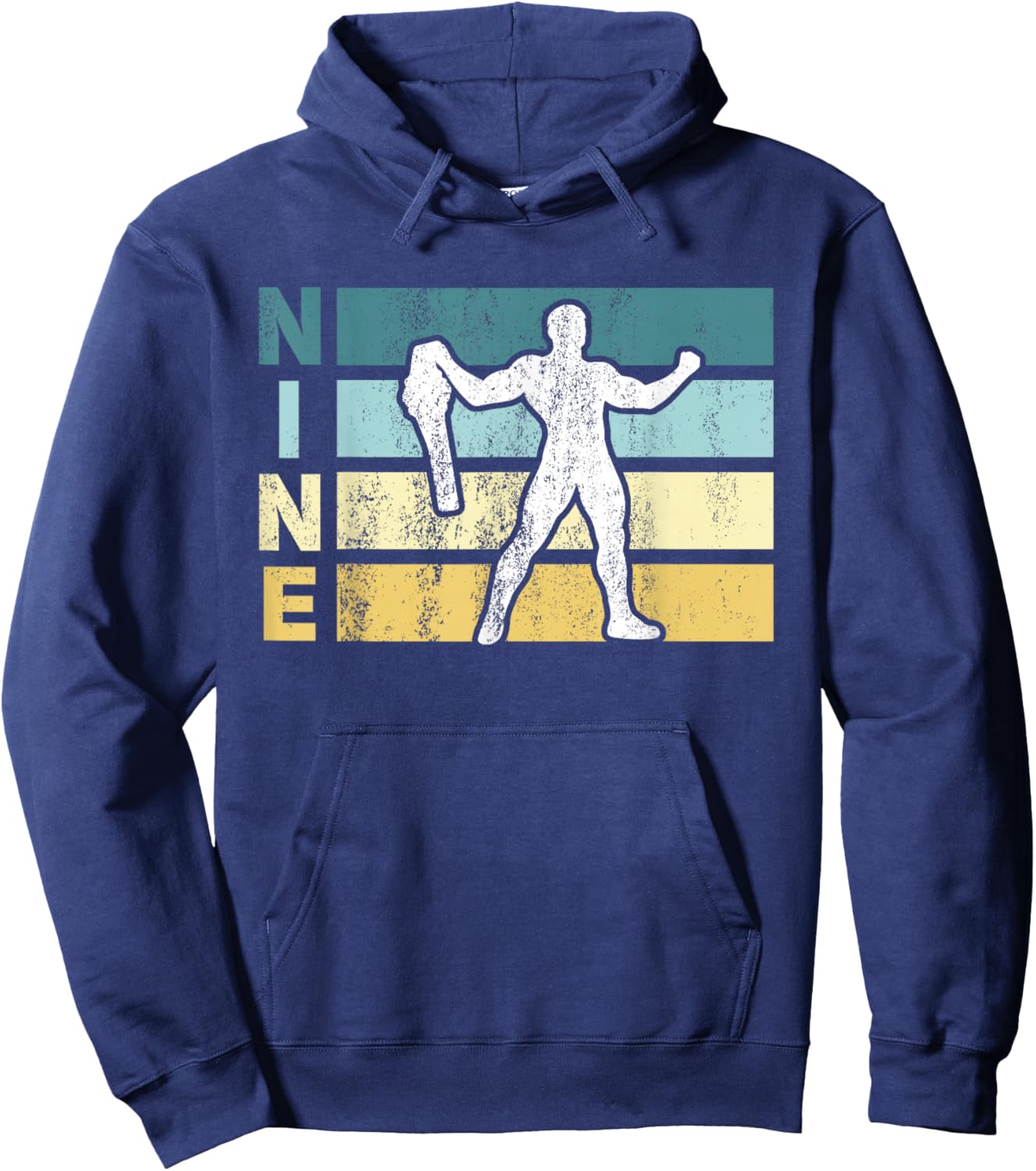 9th Wrestling Birthday Party Retro 9 Year Old Wrestler Hoodie - Hoodie | Navy