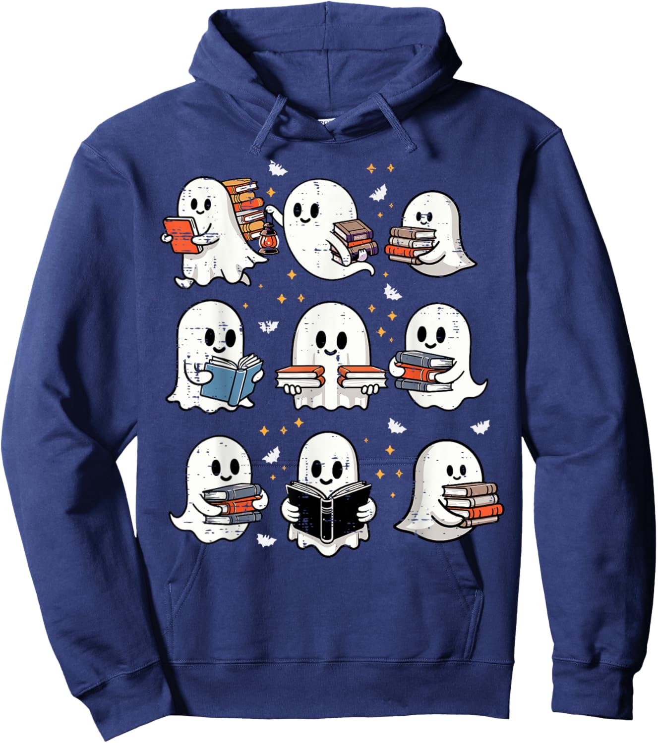 Ghosts With Books Library Halloween Men Women Kids Teacher Hoodie - Hoodie | Navy