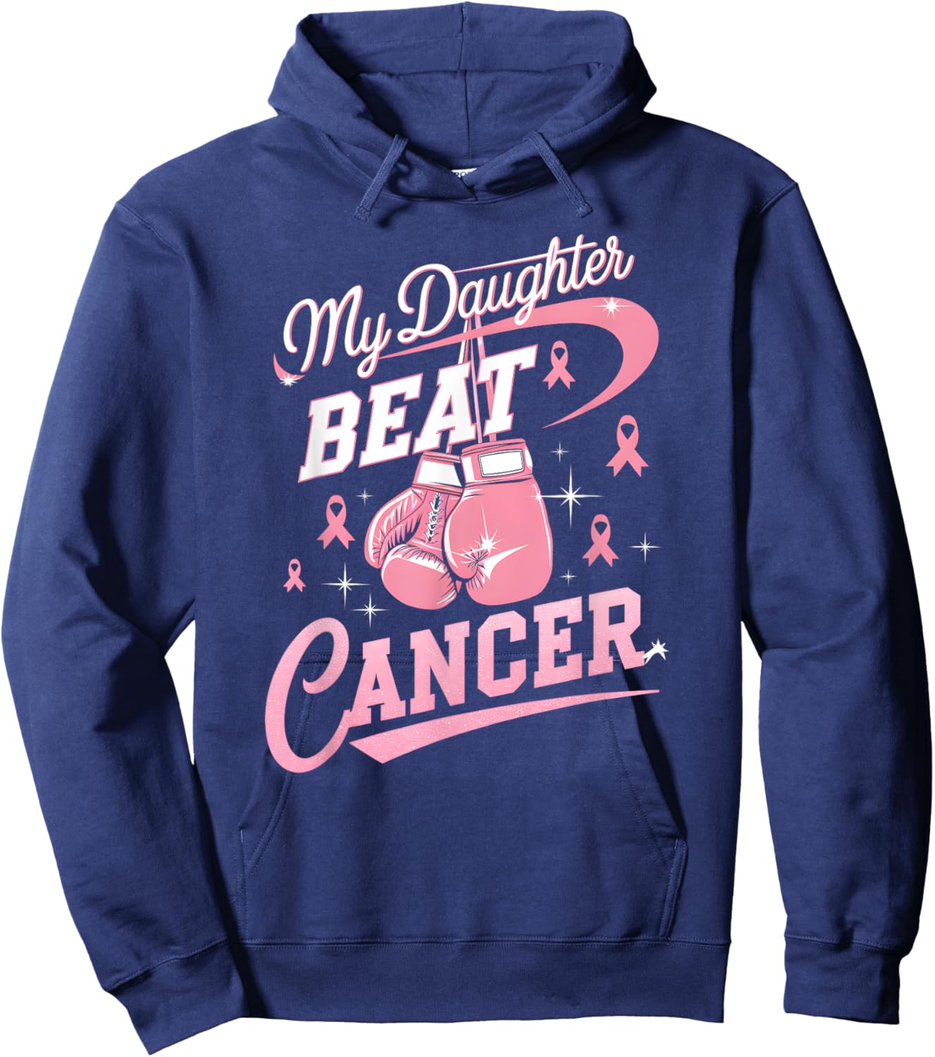 My Daughter Beat Cancer Support Breast Cancer Awareness Hoodie - Hoodie | Navy