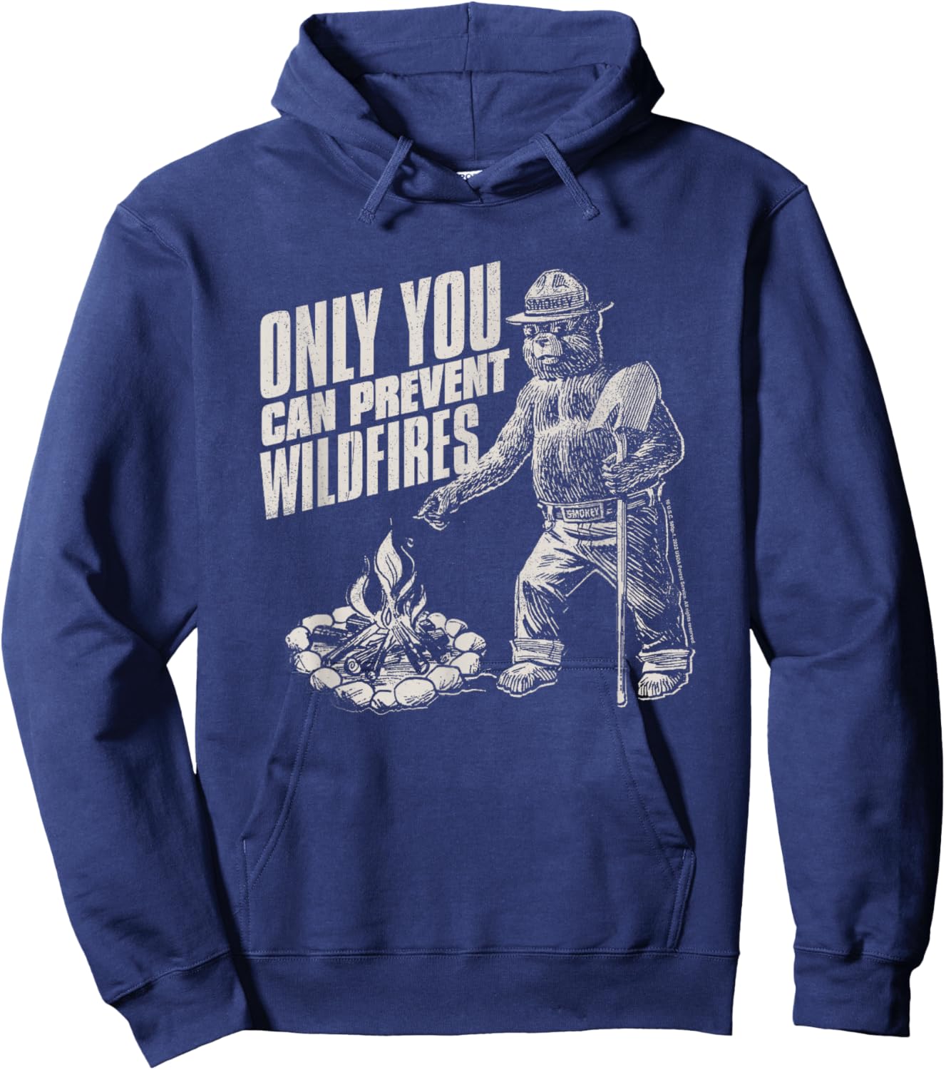 Smokey Bear Only You Can Prevent Forest Fires Distressed Hoodie - Hoodie | Navy