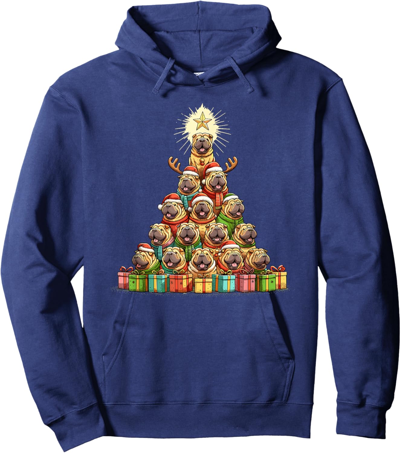 Christmas Tree Chinese Shar-Pei Shar Pei Hoodie - Hoodie | Navy