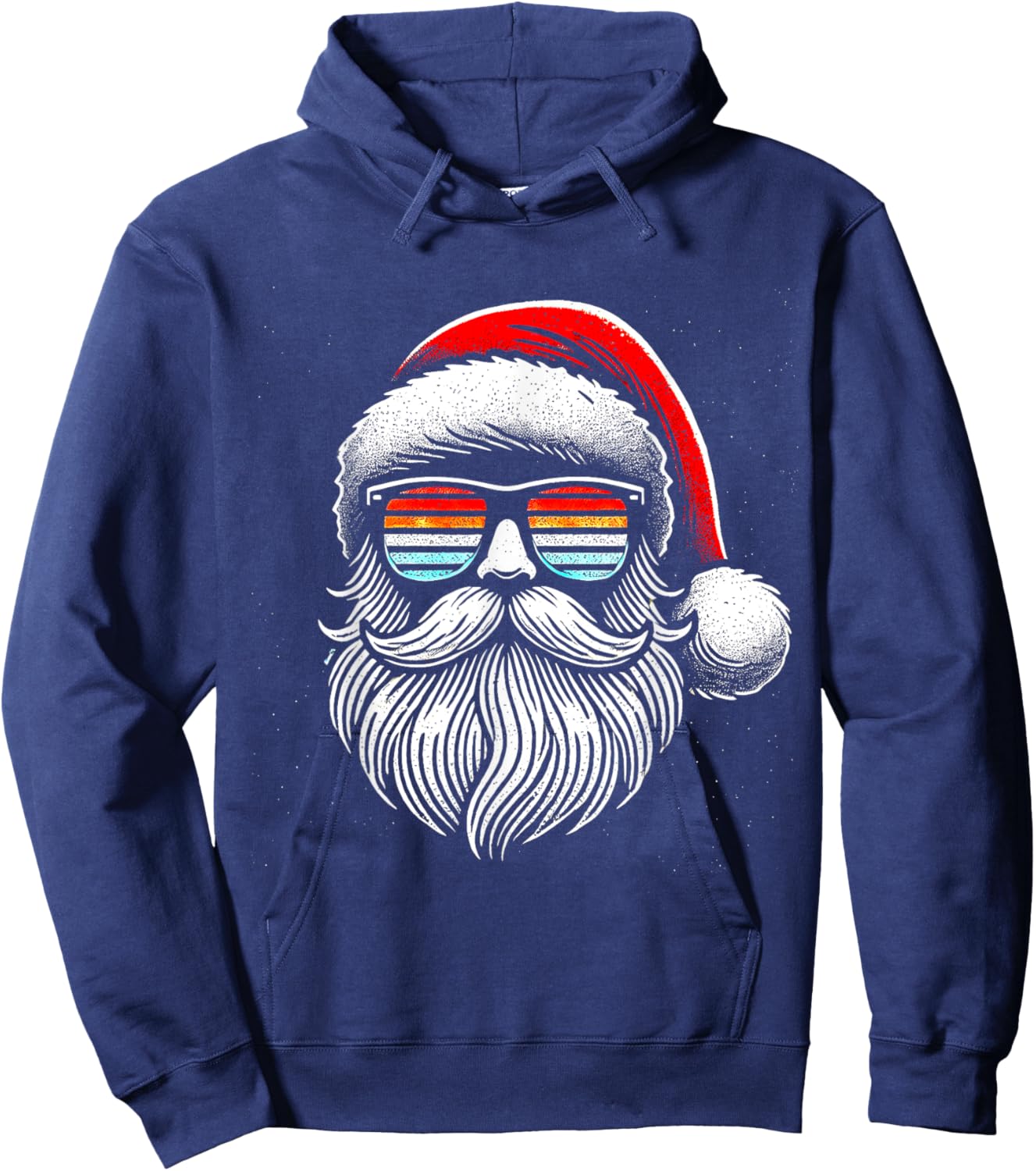 Santa Face Retro Sunglasses Christmas Xmas Men Women Kids Hoodie - Hoodie | Navy