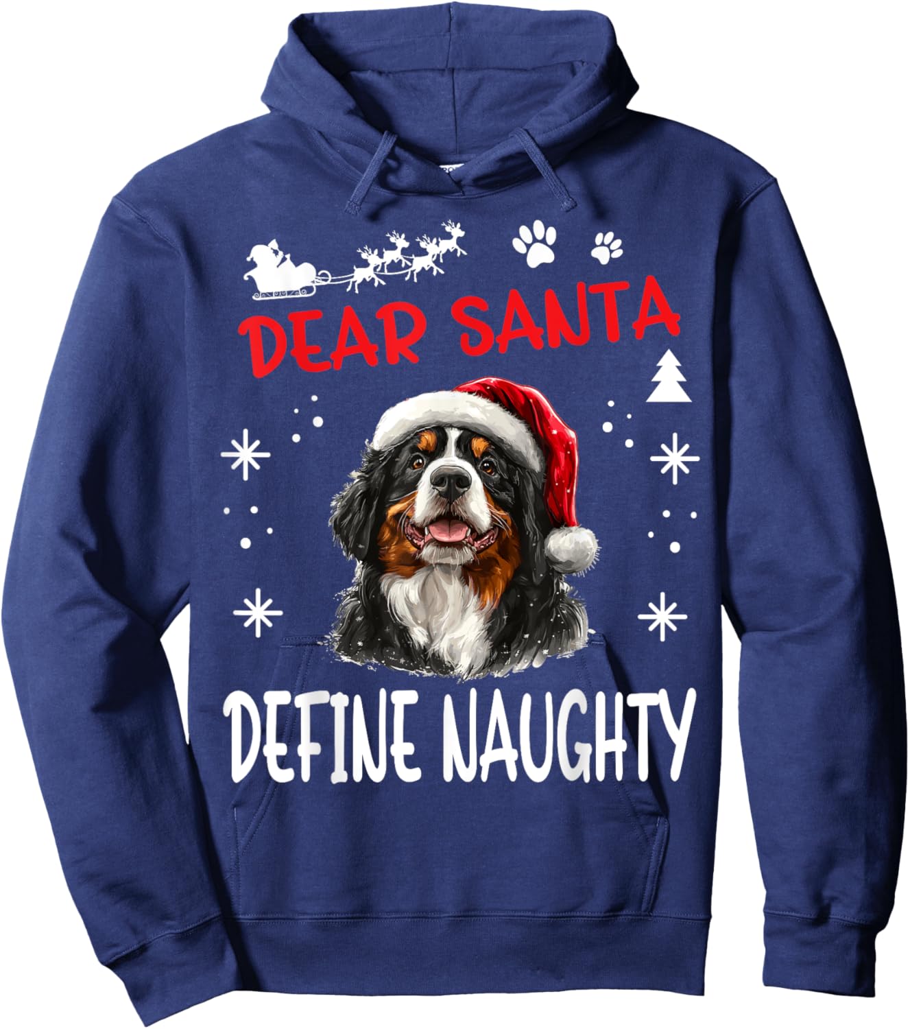 Cute Bernese Mountain Dog Christmas Dear Santa Define Hoodie - Hoodie | Navy