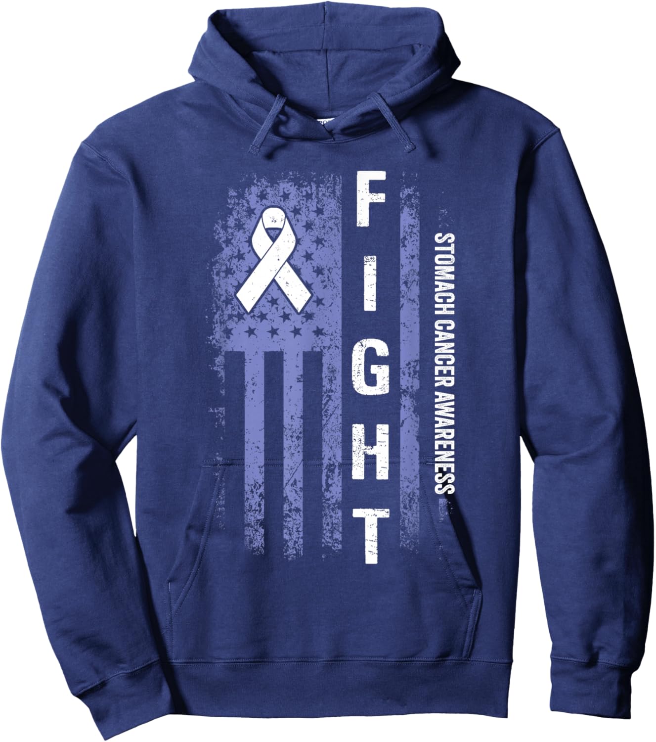 Stomach Cancer Awareness American Flag Stomach Cancer Hoodie - Hoodie | Navy