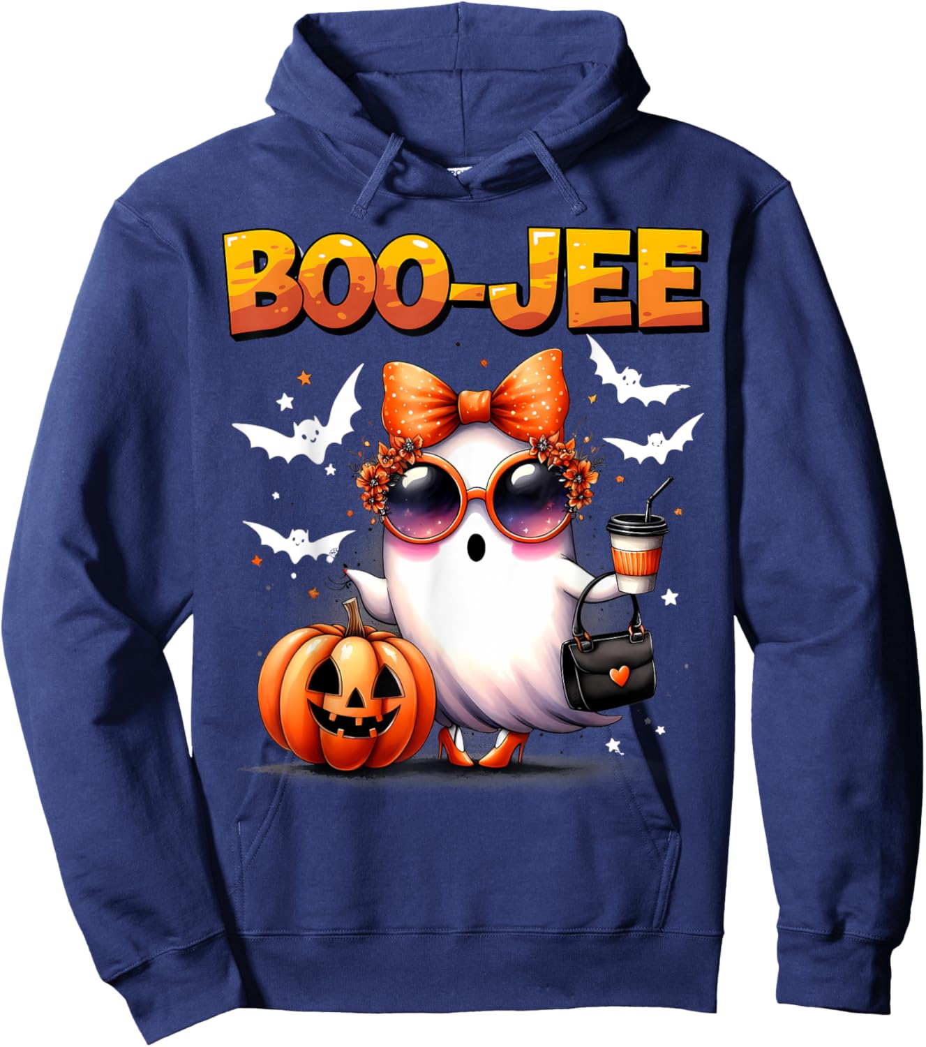 Funny Boo-Jee Ghost Halloween Boo Jee Ghost Spooky Season Hoodie - Hoodie | Navy