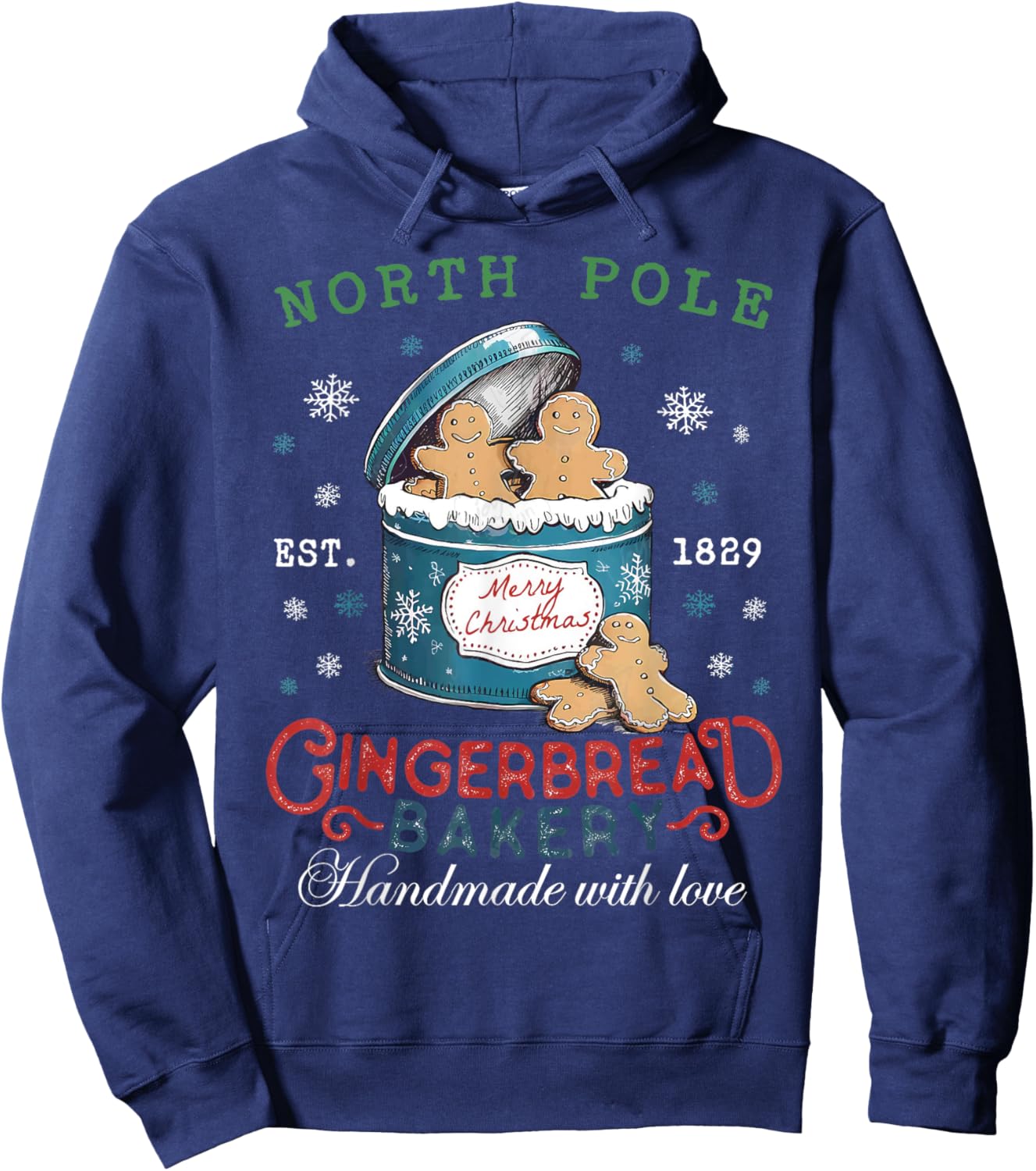 North Pole Gingerbread Bakery Baking Spirits Bright Xmas Hoodie - Hoodie | Navy