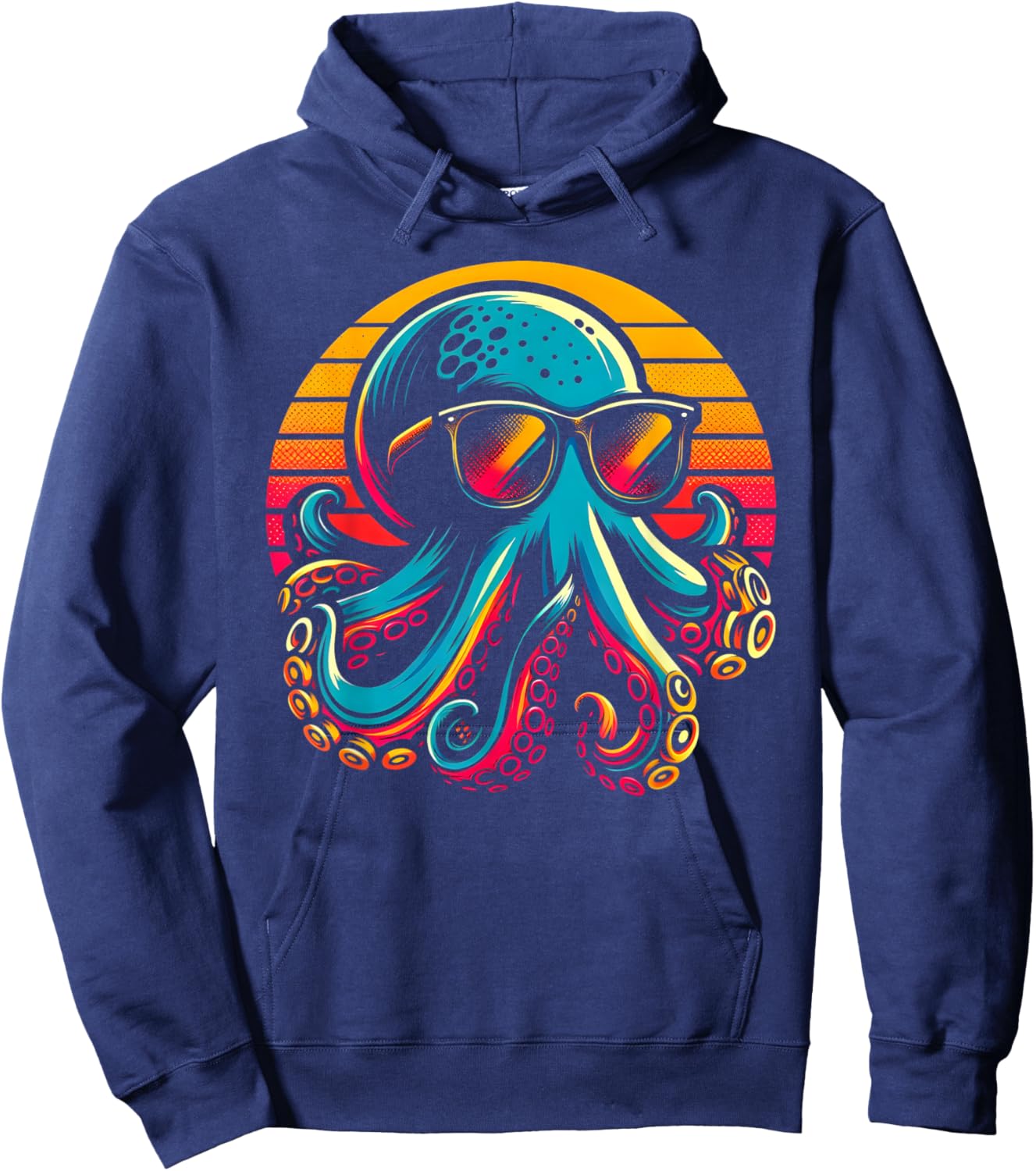 Cool Octopus Kraken With Sunglasses Men Women Kids Vintage Hoodie - Hoodie | Navy