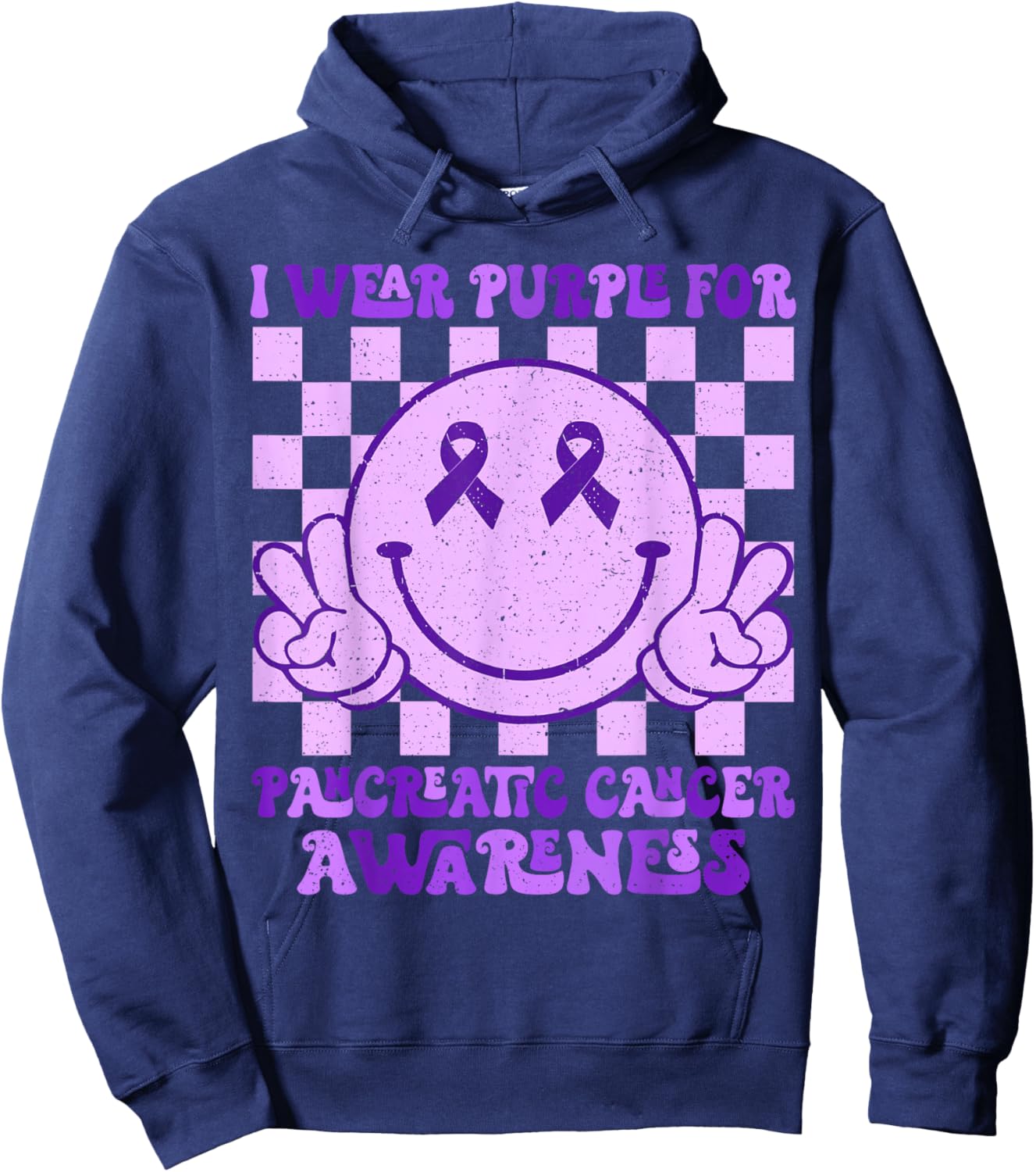 I Wear Purple For Pancreatic Cancer Awareness Men Women kids Hoodie - Hoodie | Navy
