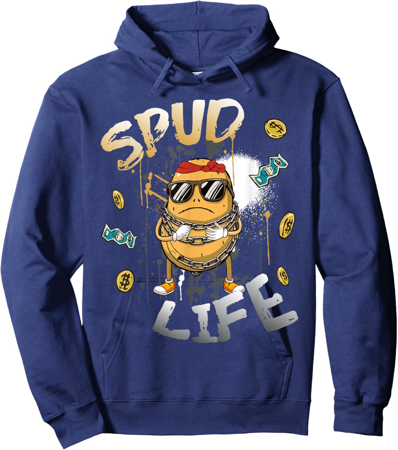 Potato With Sunglass Kids Potatoes Spud Life Hoodie - Hoodie | Navy