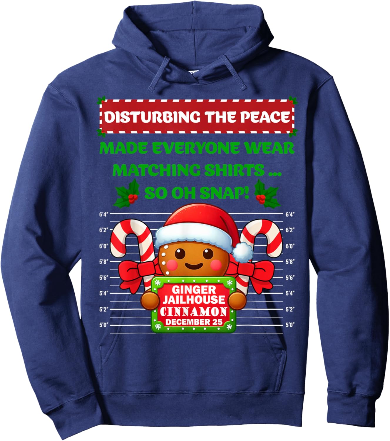 Funny Gingerbread Inmate Christmas Matching Family Group Set Hoodie - Hoodie | Navy