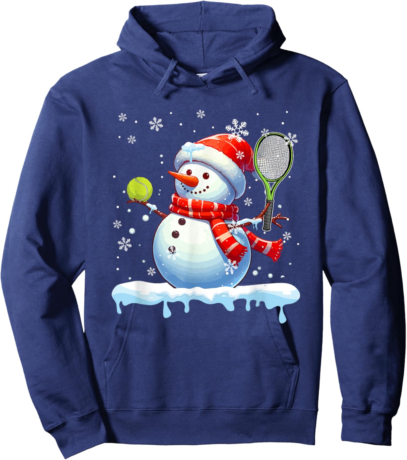 Snowman Playing Tennis Christmas Player Fan Lover Kids Hoodie - Hoodie | Navy