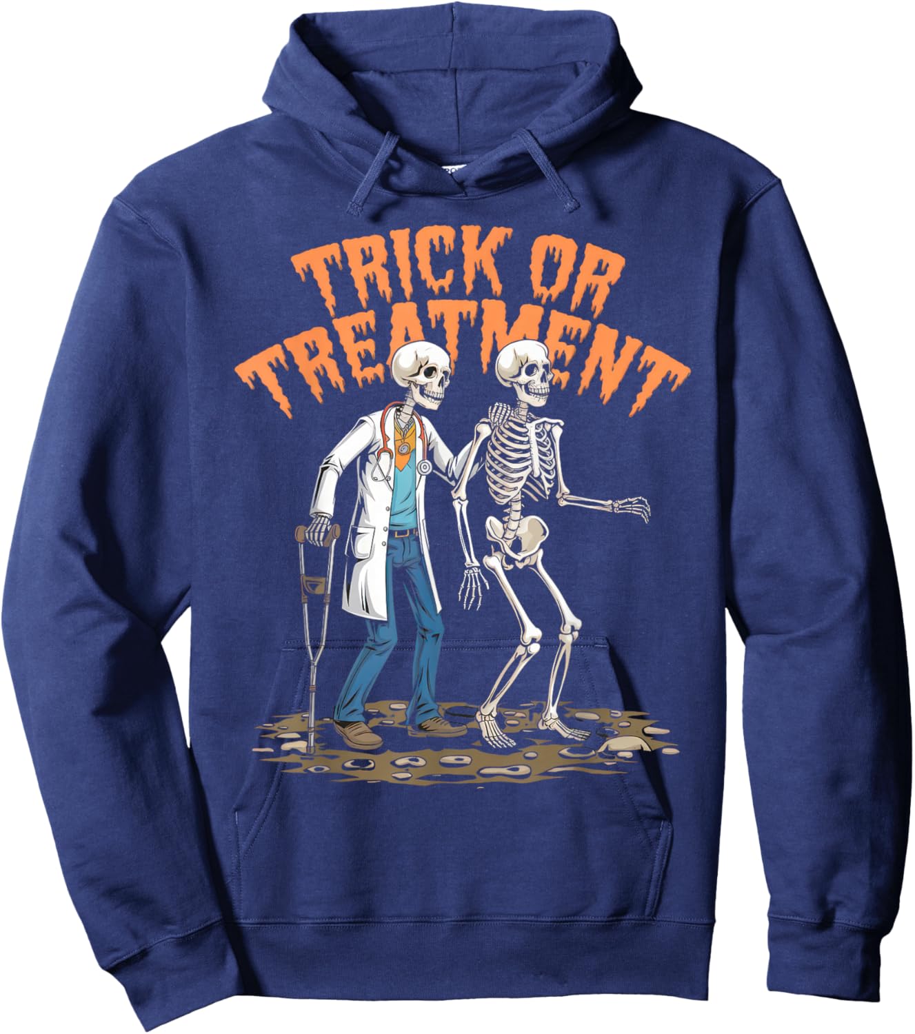 Physical Therapy Halloween Trick or Treatment Skeleton PT Hoodie - Hoodie | Navy