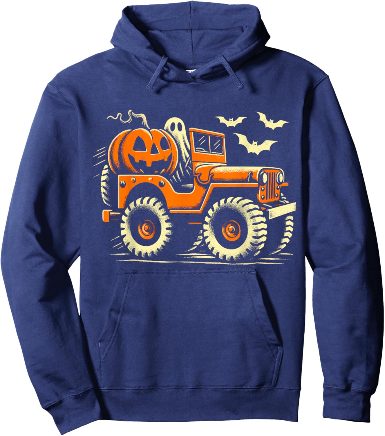 Halloween Monster Truck Ghost Hoodie - Hoodie | Navy