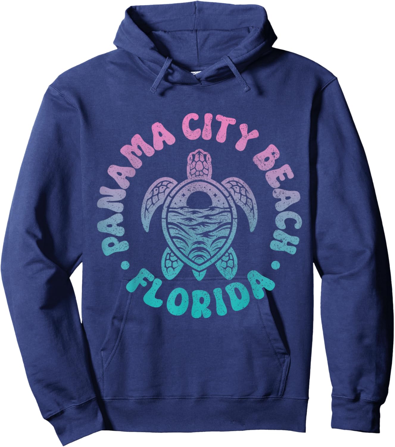 Panama City Beach Florida Sea Turtle Surfer Souvenir Retro Hoodie - Hoodie | Navy