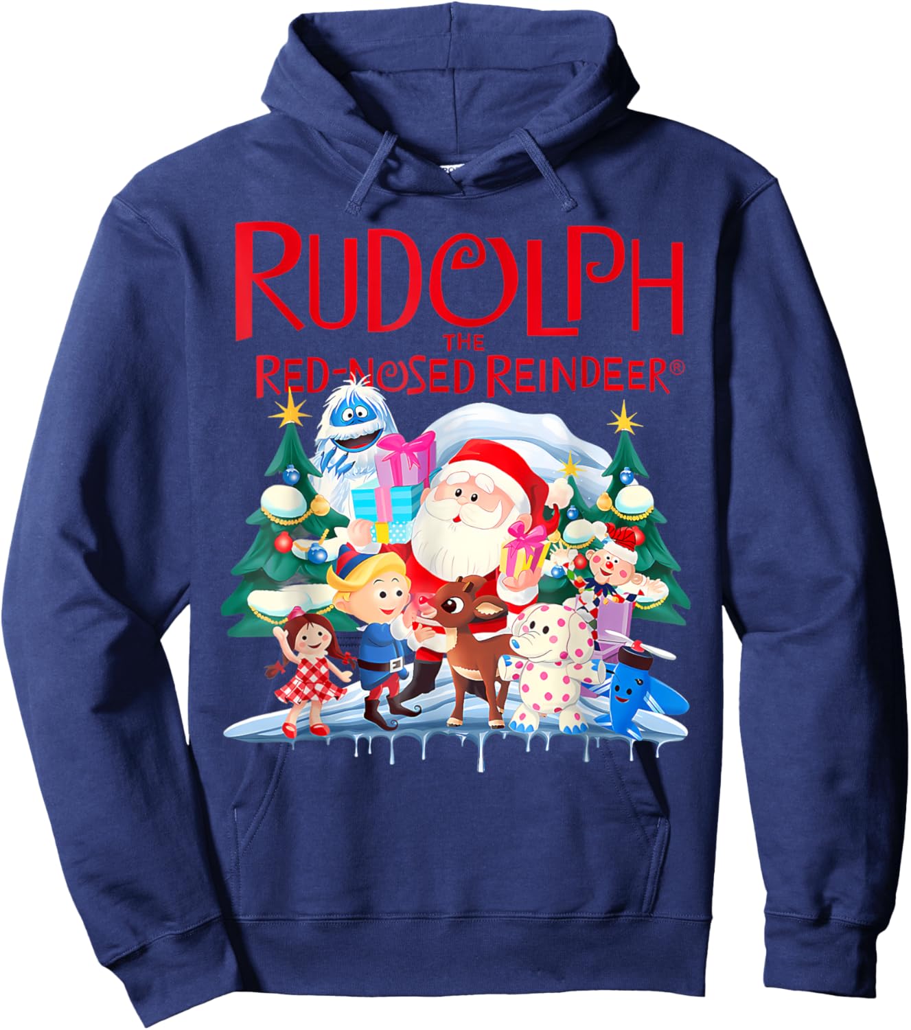 Cute Rudolph The Red Nosed Reindeer Christmas Hoodie - Hoodie | Navy