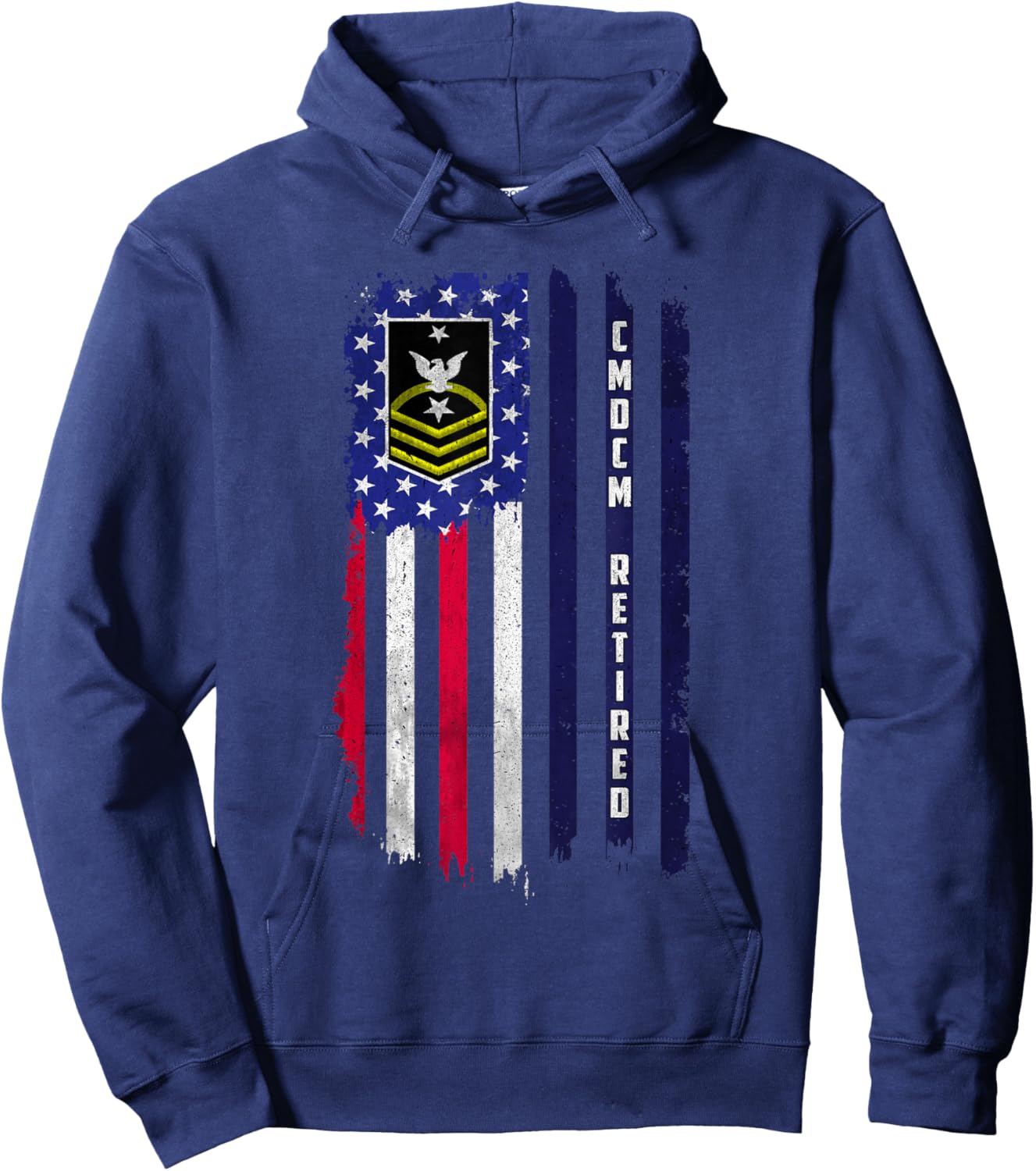 E-9 Command Master Chief Petty Officer Rank American Flag Hoodie - Hoodie | Navy