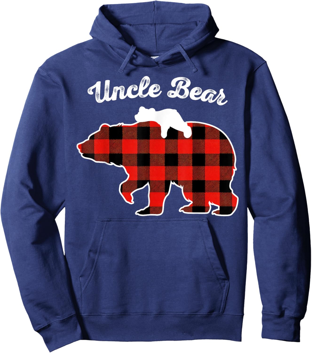 Uncle Bear Flannel Red Plaid Pajama Family Matching XMAS Hoodie - Hoodie | Navy