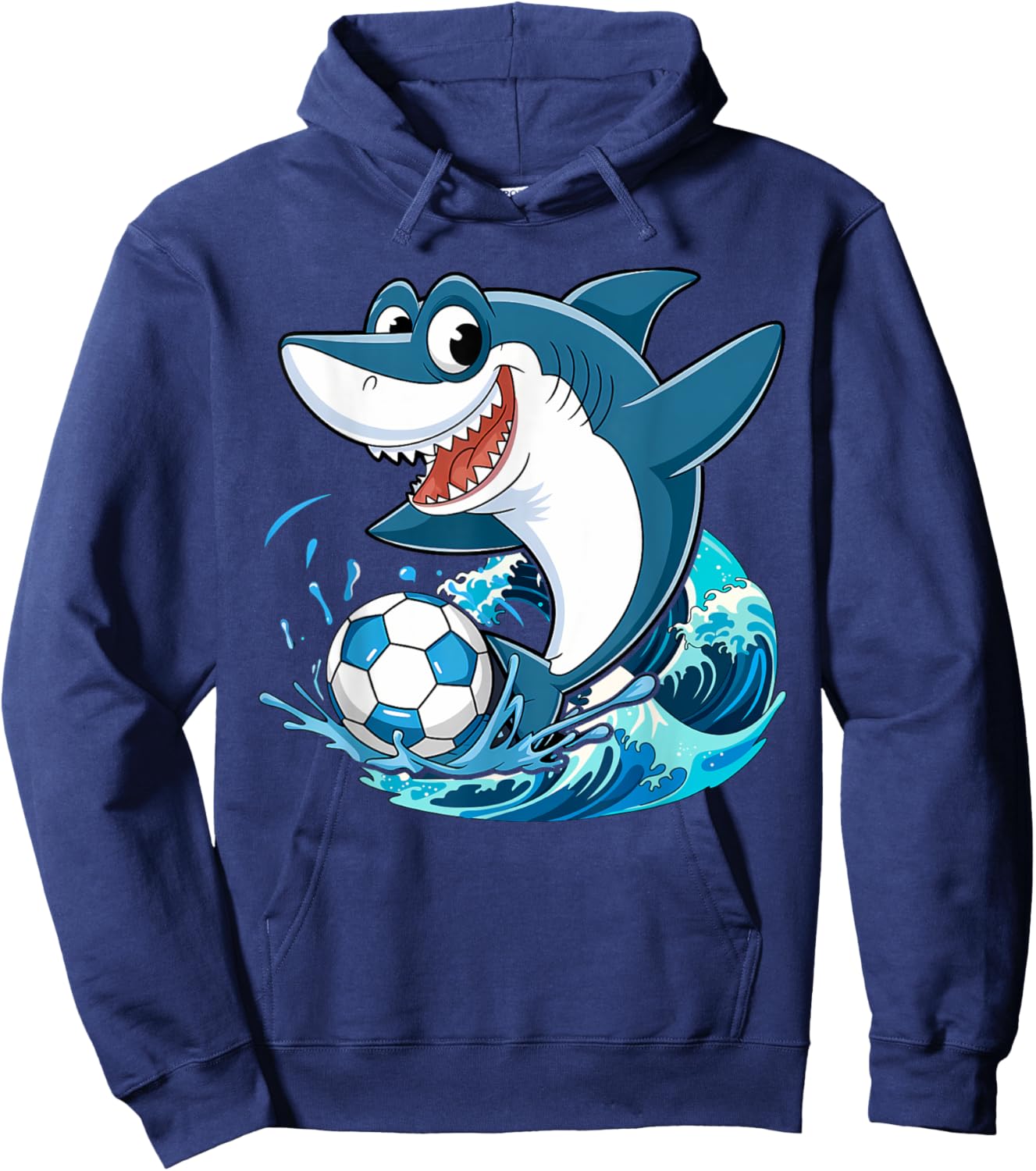 Soccer Shark Playing Ball Cool Animal Sports Lovers Hoodie - Hoodie | Navy