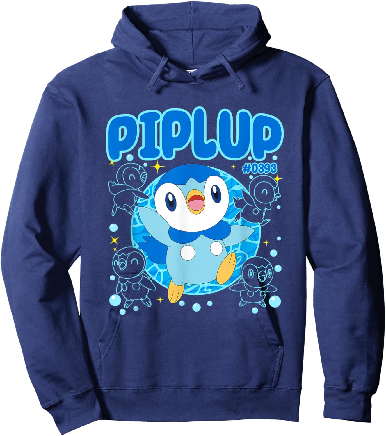 Pokémon Cute Happy Piplup #0393 Collage Big Chest Poster Hoodie - Hoodie | Navy