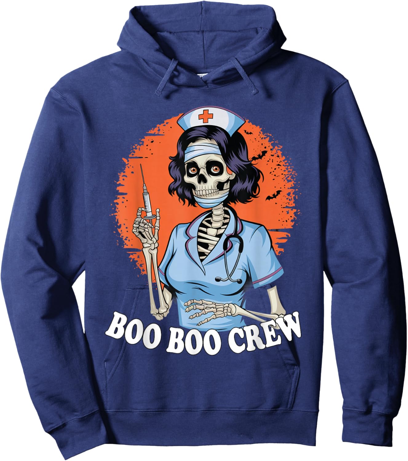 Boo Boo Crew Halloween Nurse Skeleton Zombie Ghost Hoodie - Hoodie | Navy