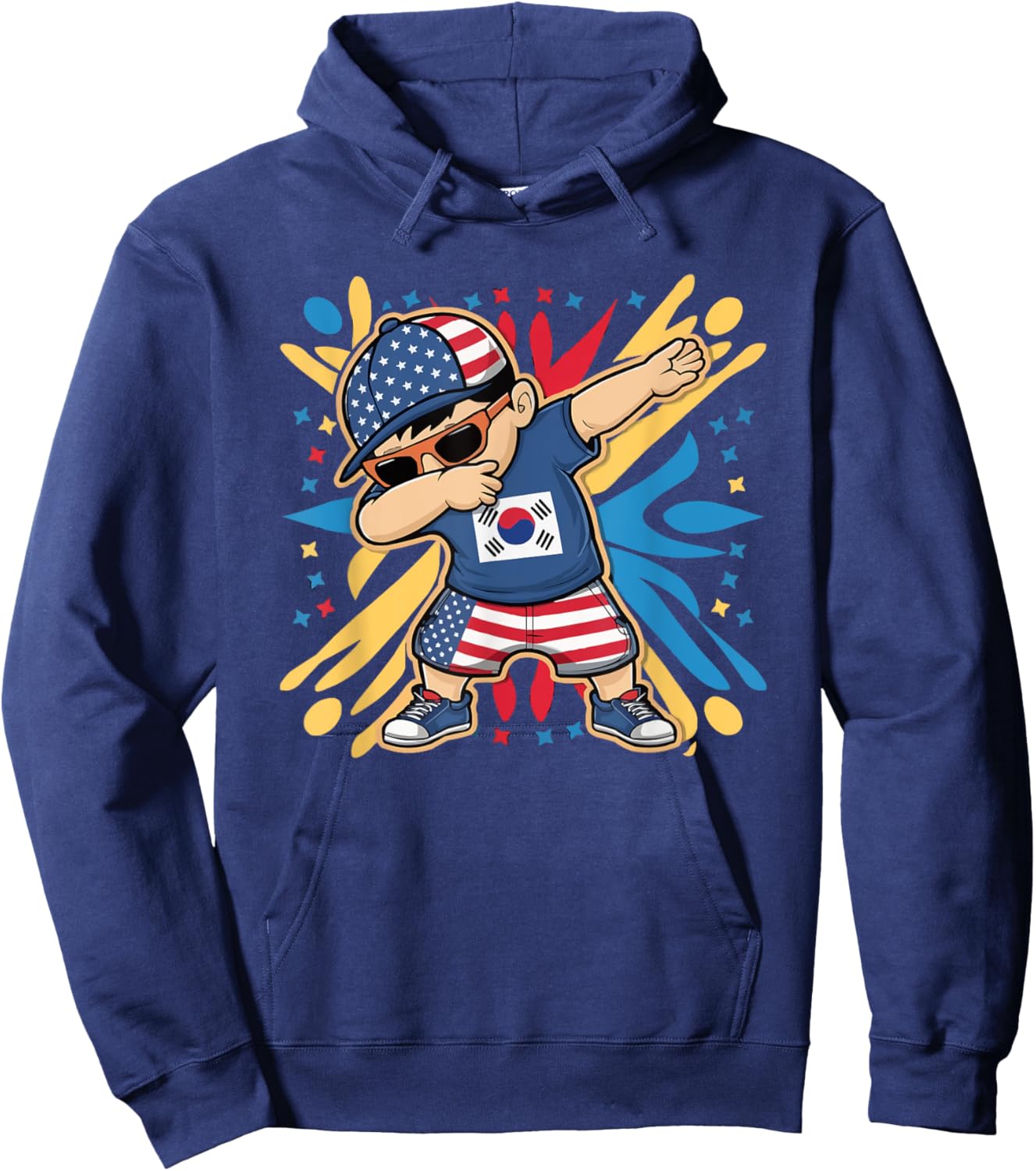 Half Korean Half American USA Flag South Korea America Hoodie - Hoodie | Navy