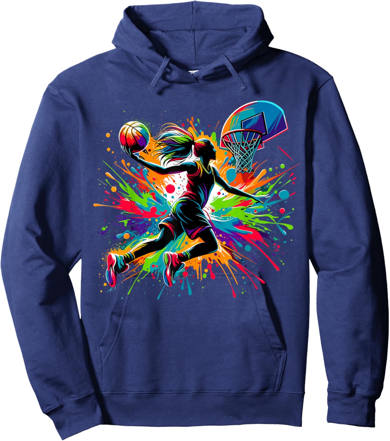 Basketball Girl Graffiti Colourful Hoodie - Hoodie | Navy