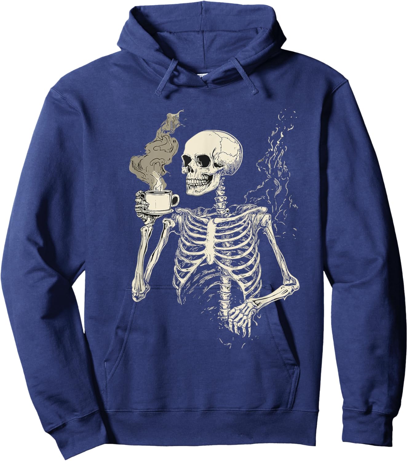 Funny Skeleton Drinking Coffee Caffeine Lover Coffee Hoodie - Hoodie | Navy