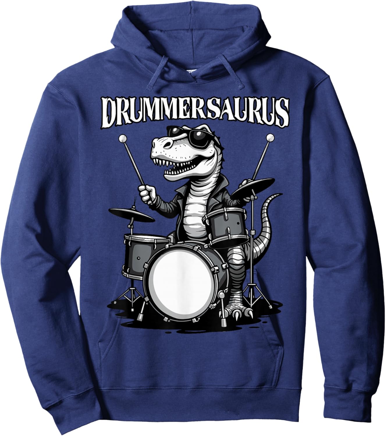 Drummer Men, Drums | Funny Dinosaur, Musician, Drummersaurus Hoodie - Hoodie | Navy