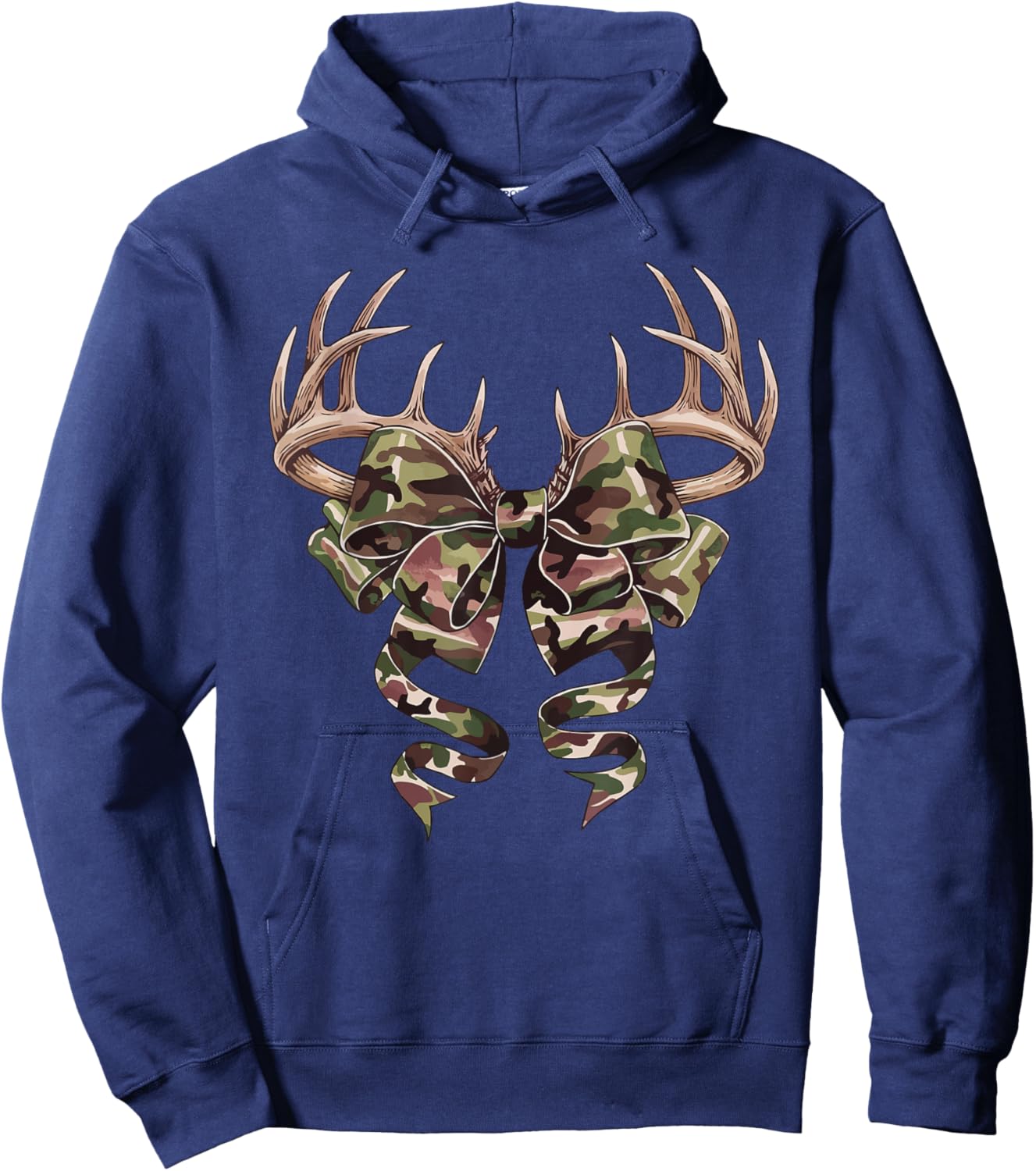 Coquette Camo Bow Camouflage Antlers Hunting Duck Women Girl Hoodie - Hoodie | Navy