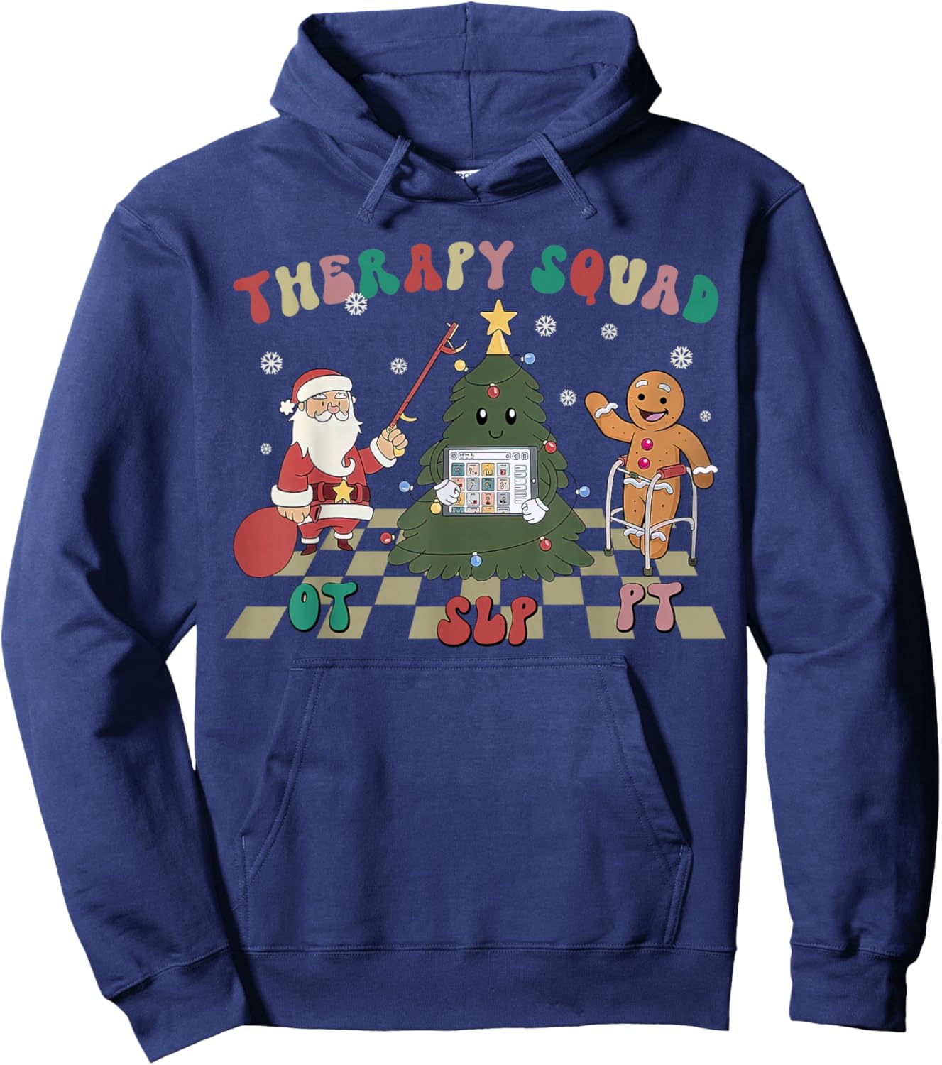 Retro Therapy Squad SLP OT PT Team Christmas Speech Physical Hoodie - Hoodie | Navy